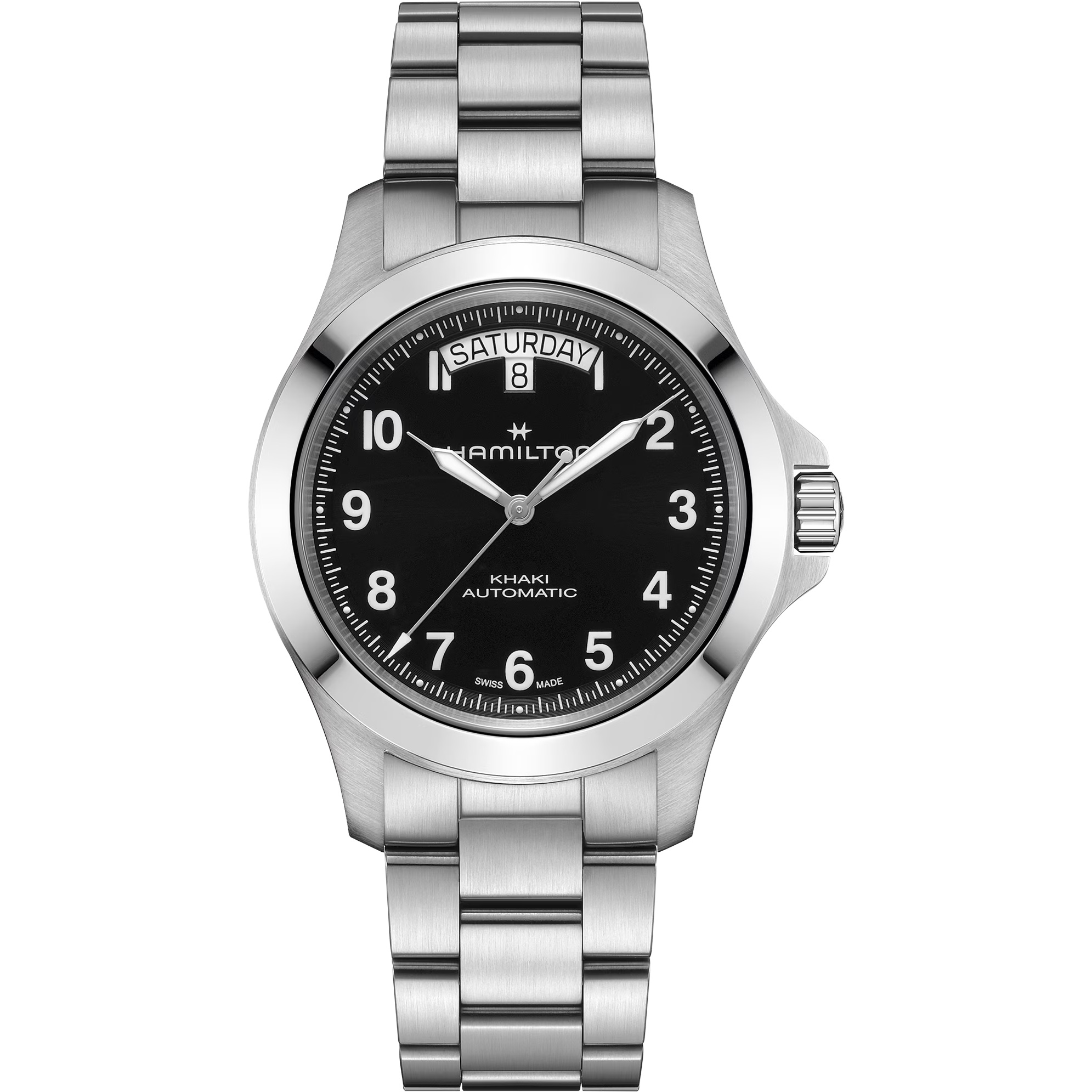 HAMILTON Khaki Field King Auto Black Dial 40mm Silver Stainless Steel Bracelet H64475131 - 