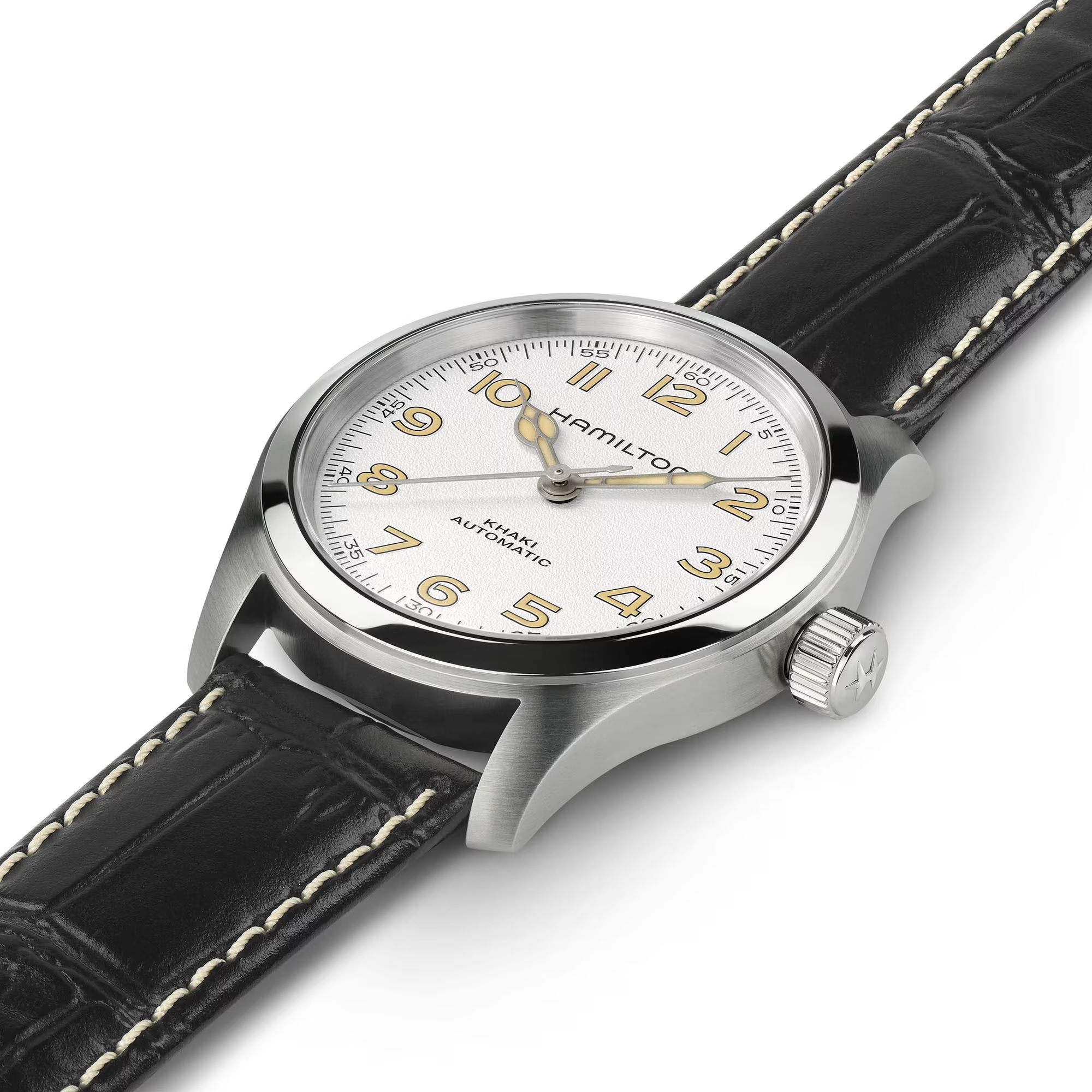 HAMILTON Khaki Field Murph Automatic White Dial 38mm Silver Stainless Steel Brown Leather Strap H70405710 - 3