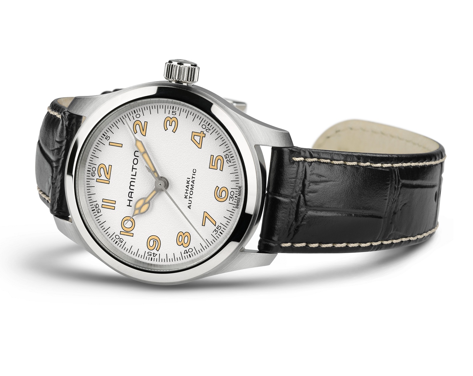 HAMILTON Khaki Field Murph Automatic White Dial 38mm Silver Stainless Steel Brown Leather Strap H70405710 - 4