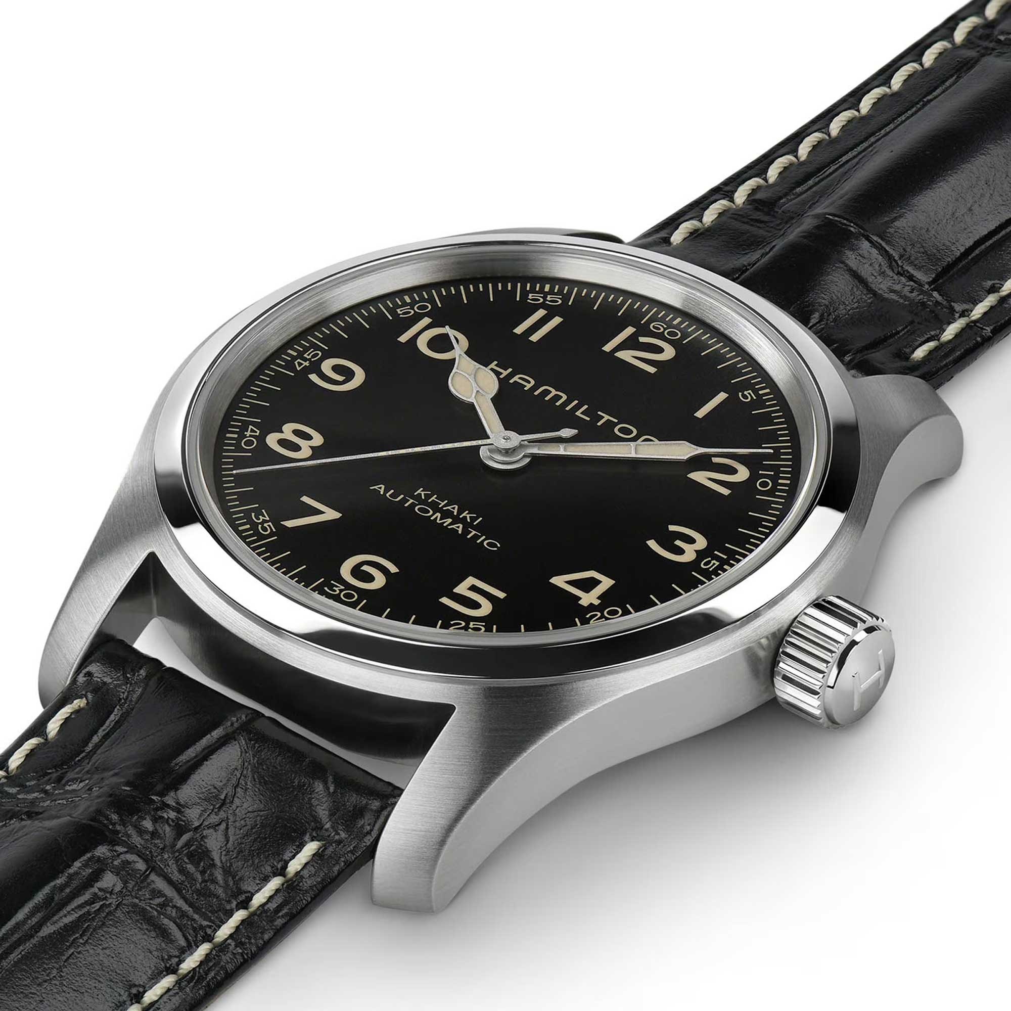 HAMILTON Khaki Field Murph Special Edition Automatic Black Dial 42mm Silver Stainless Steel Black Leather Strap with Extra Bracelet H70605732 - 5
