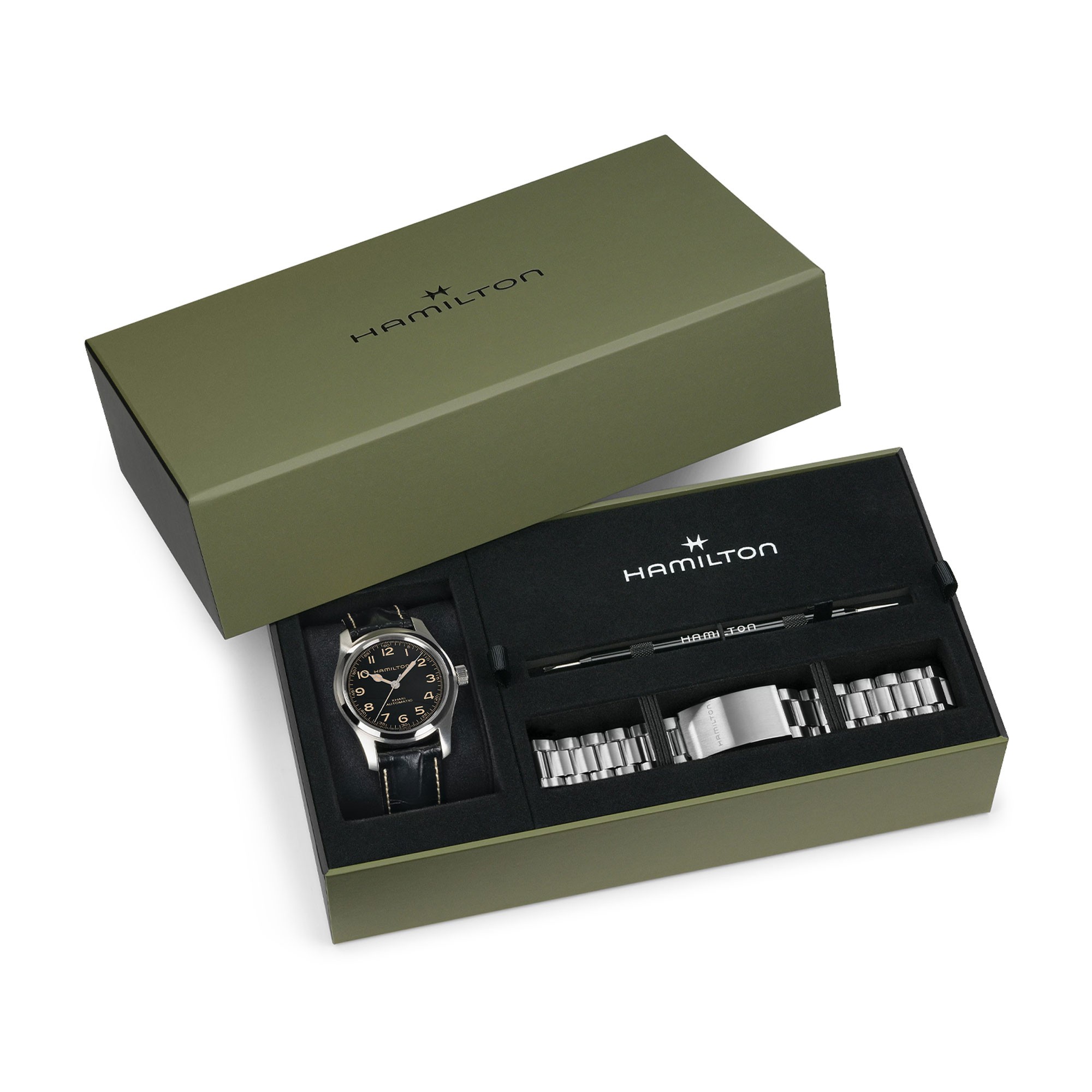 HAMILTON Khaki Field Murph Special Edition Automatic Black Dial 42mm Silver Stainless Steel Black Leather Strap with Extra Bracelet H70605732 - 7
