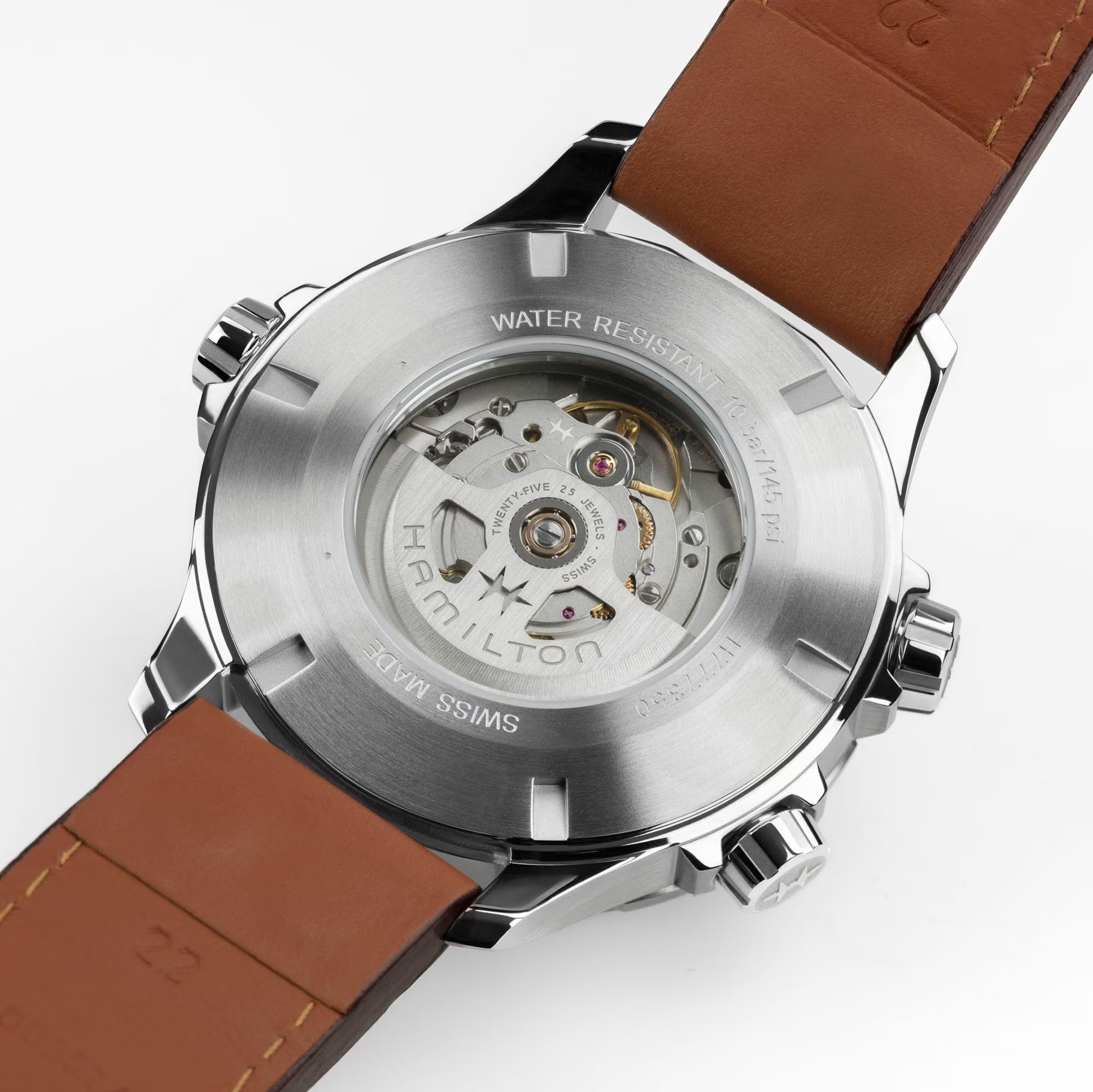 HAMILTON Khaki Aviation X-Wind Day Date Auto Green Dial 45mm Silver Stainless Steel Brown Leather Strap H77735560 - 4