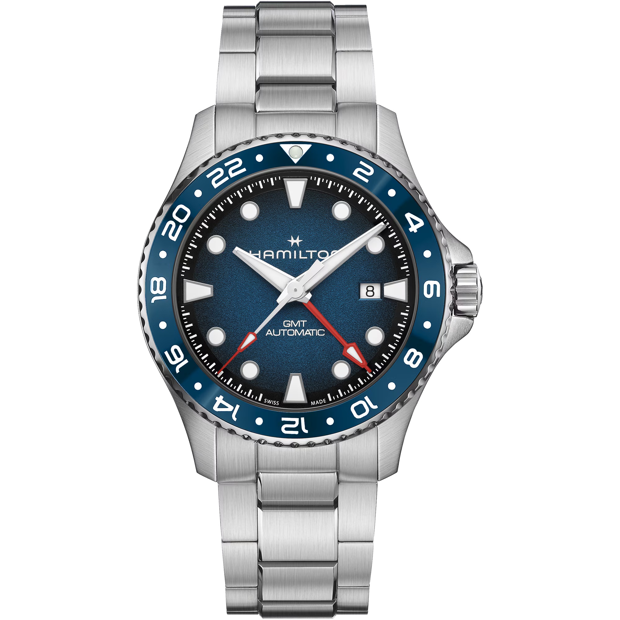 HAMILTON Khaki Navy Scuba Automatic GMT Blue Dial 43mm Silver Stainless Steel Bracelet H82535140 - 