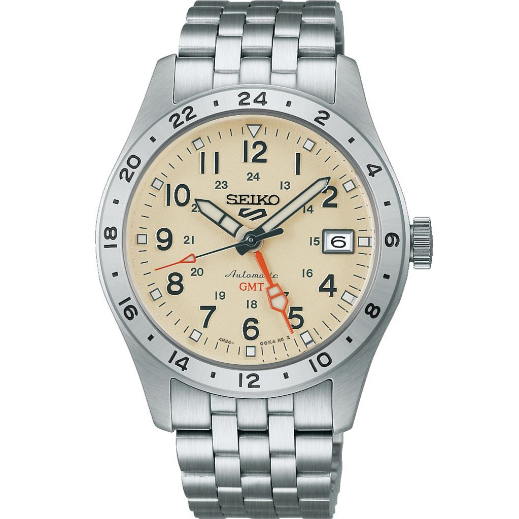 SEIKO 5 Sports Field Series Automatic GMT Beige Dial 39.4mm Silver Stainless Steel Bracelet HDB002K1 - 