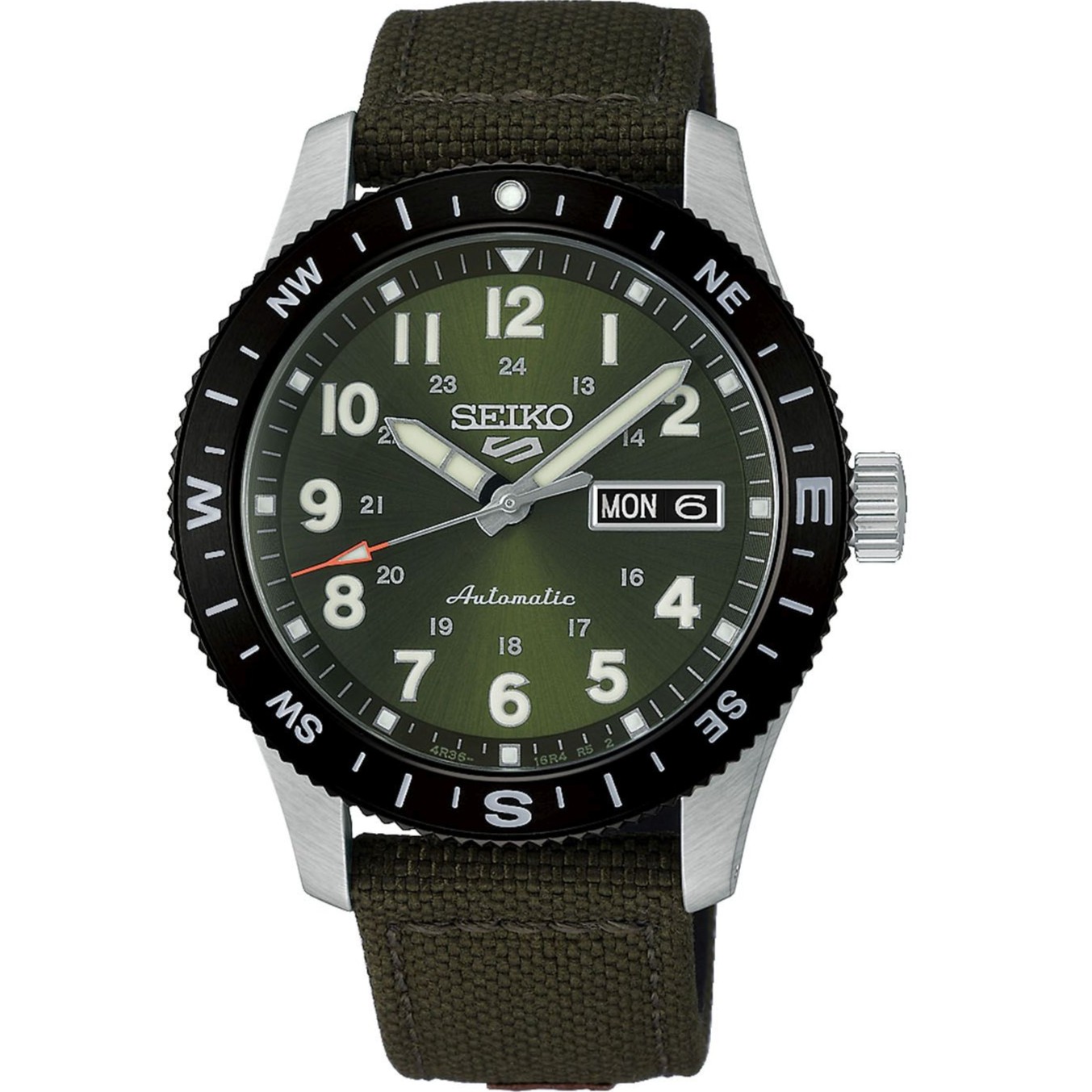 SEIKO 5 Sports Field Series Automatic Green Dial 41mm Silver Stainless Steel Green Fabric Strap HDB008K1J - 