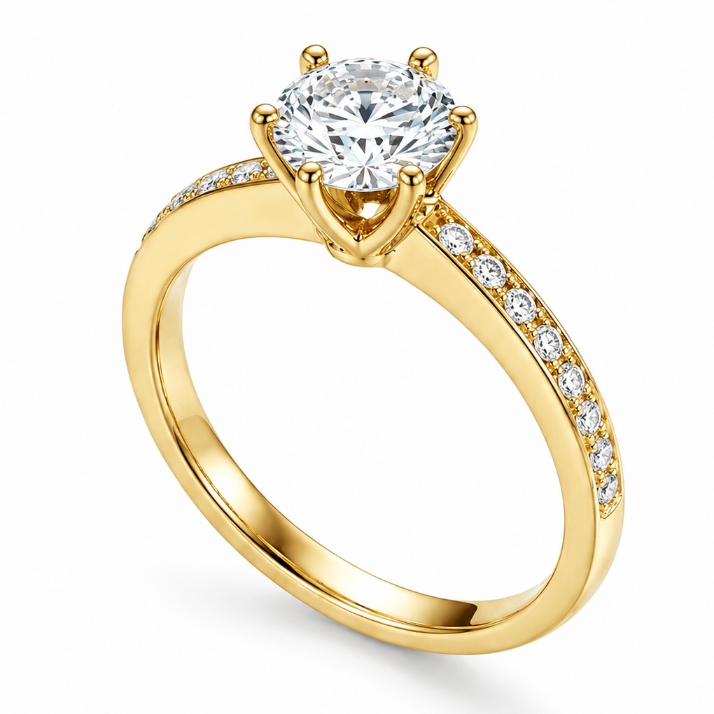 RING Solitaire SENZIO Collection in K9 Yellow Gold with Zircon Stones 3KOR.RI4703Y - 