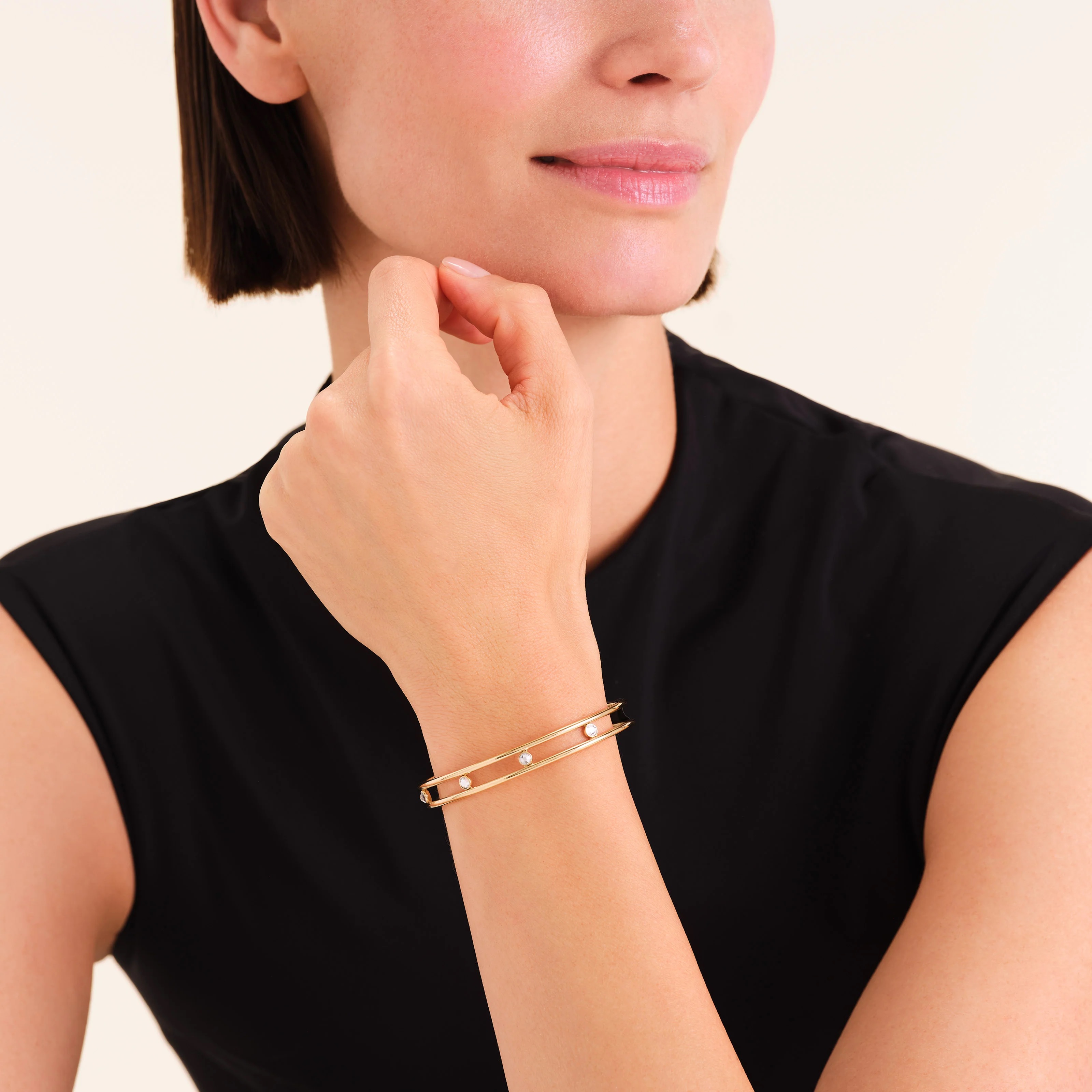 ΒΡΑΧΙΟΛΙ ROSEFIELD Crystal Bangle από Επιχρυσωμένο Ανοξείδωτο Ατσάλι JB4CG-J1174 - 