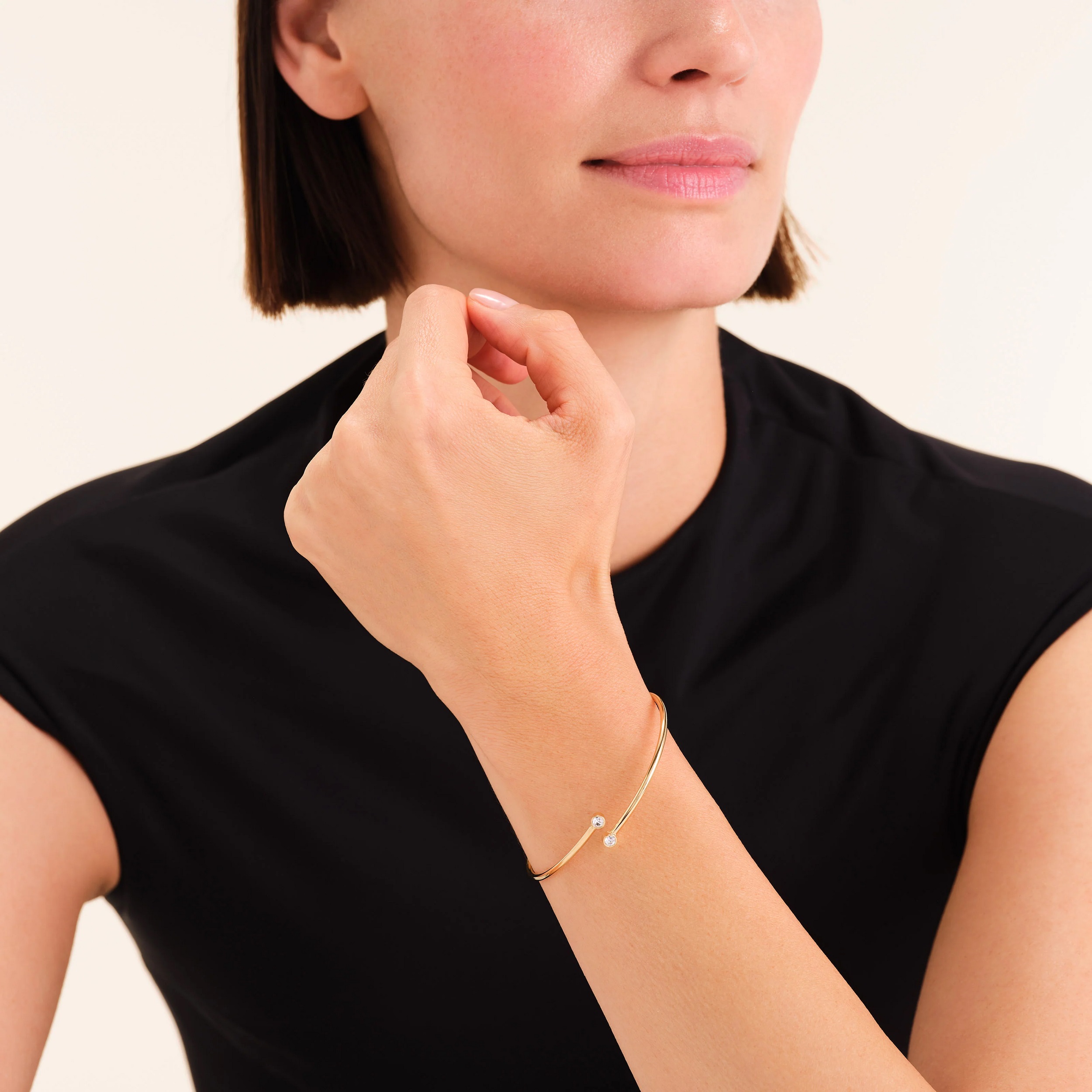 ΒΡΑΧΙΟΛΙ ROSEFIELD Double Crystal Bangle από Επιχρυσωμένο Ανοξείδωτο Ατσάλι JBDCG-J1213 - 