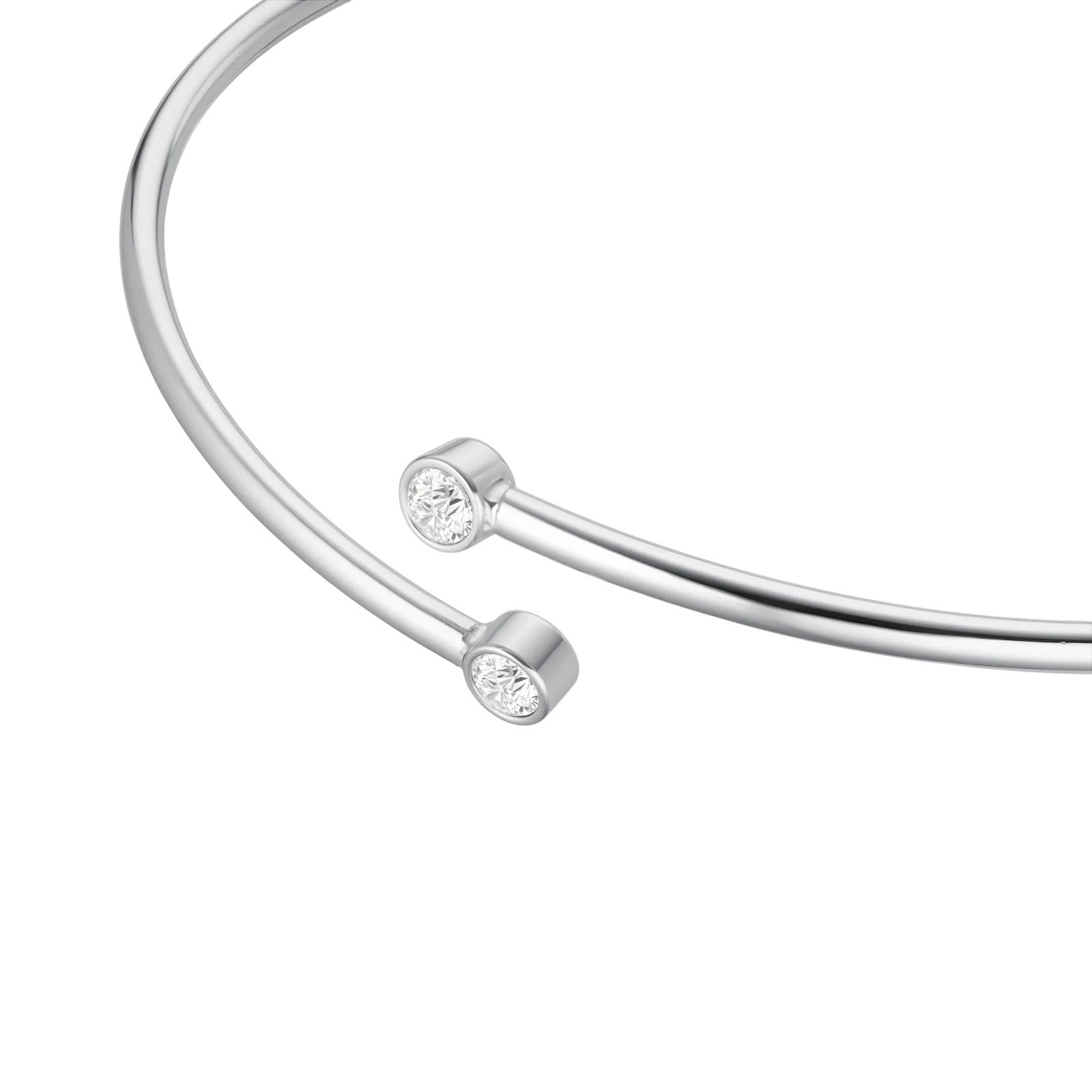 ROSEFIELD Double Crystal Bangle Bracelet Silver Stainless Steel JBDCS-J1214 - 