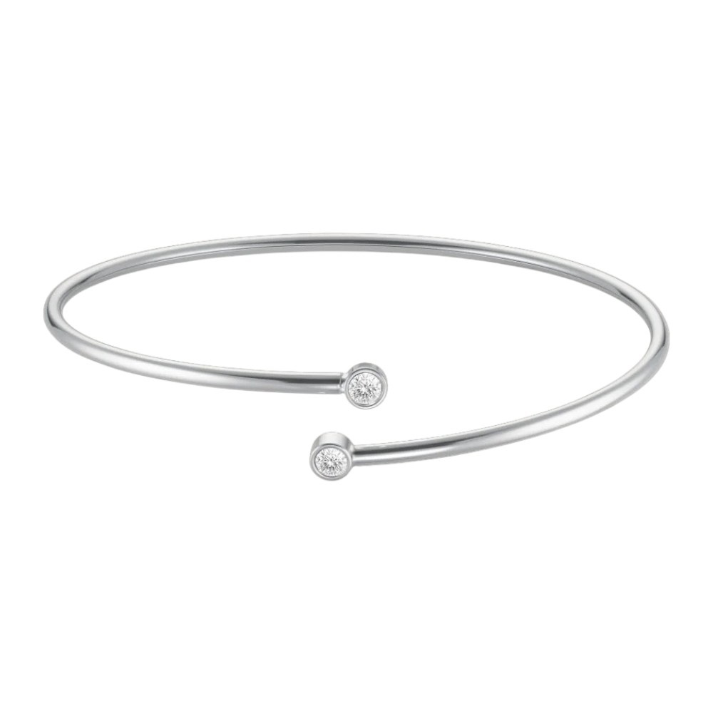 ROSEFIELD Double Crystal Bangle Bracelet Silver Stainless Steel JBDCS-J1214 - 