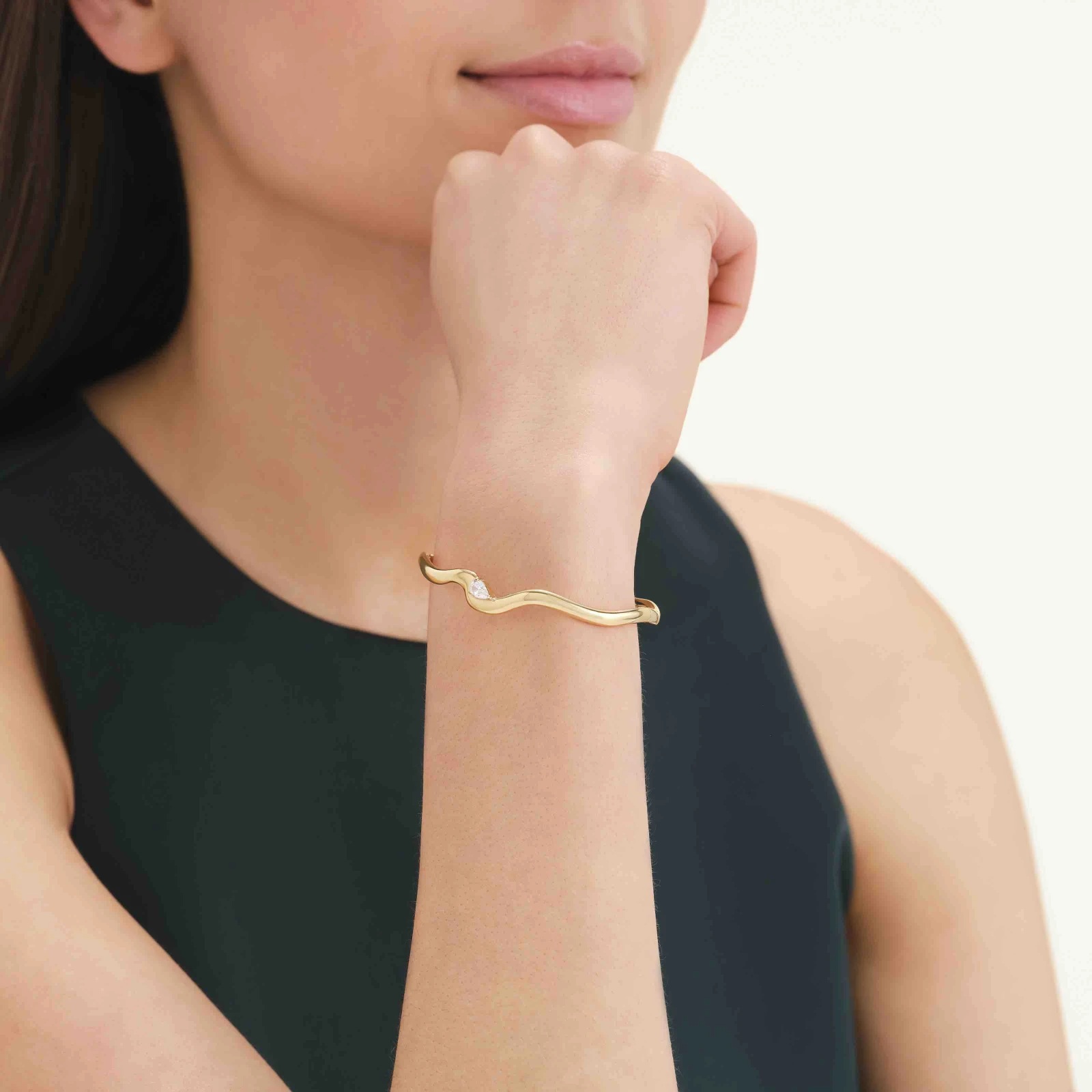 ΒΡΑΧΙΟΛΙ ROSEFIELD Marquise Wave Bangle από Επιχρυσωμένο Ανοξείδωτο Ατσάλι JBMWG-J1303 - 