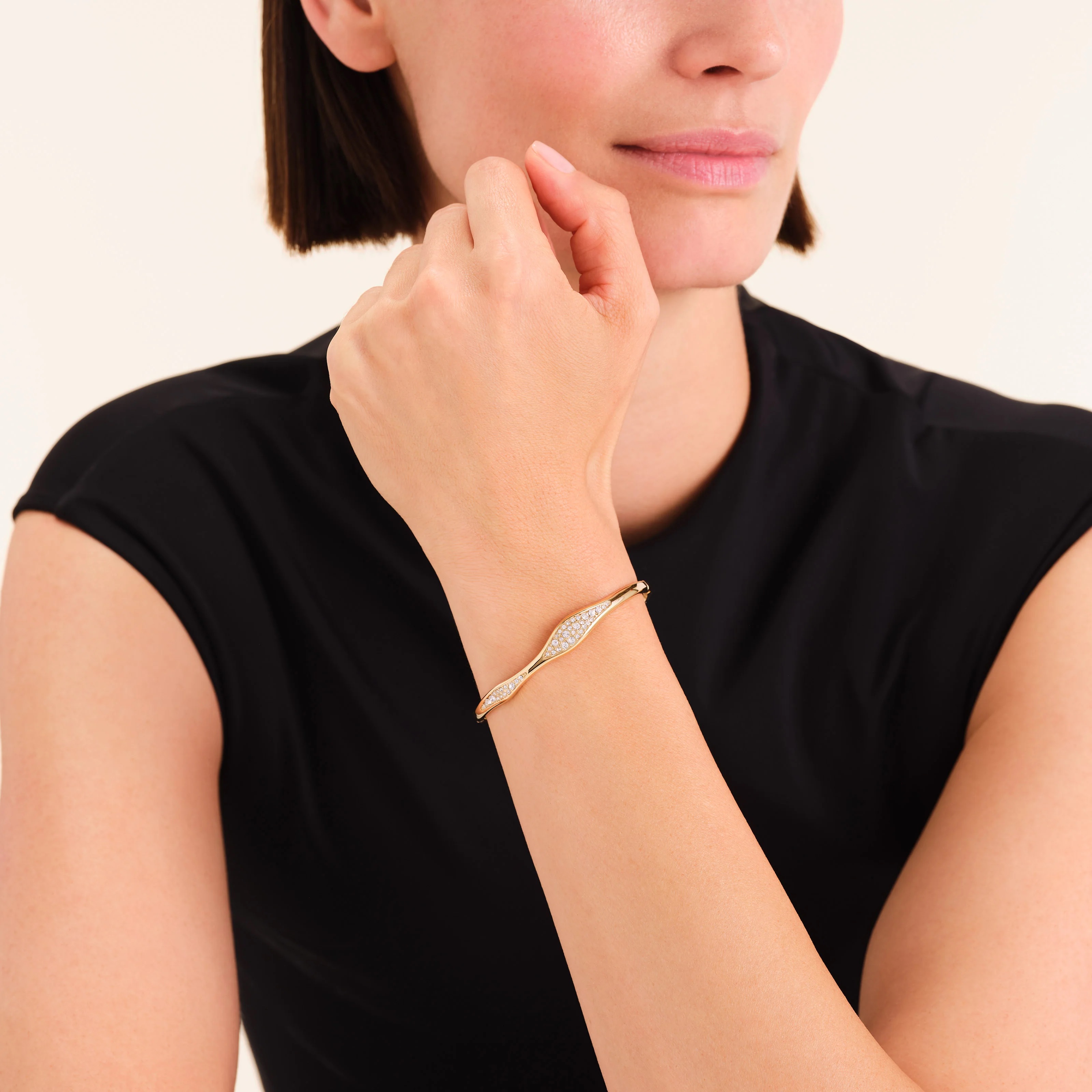 ΒΡΑΧΙΟΛΙ ROSEFIELD Pave Wave Bangle από Επιχρυσωμένο Ανοξείδωτο Ατσάλι JBPWS-J1236 - 