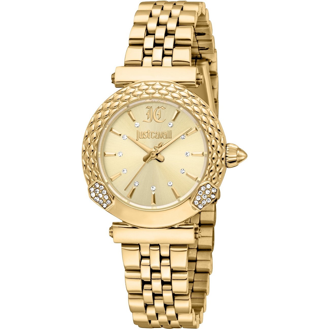 JUST CAVALLI Snake Gold Dial 30mm Gold Stainless Steel Bracelet JC1L332M0355 - 