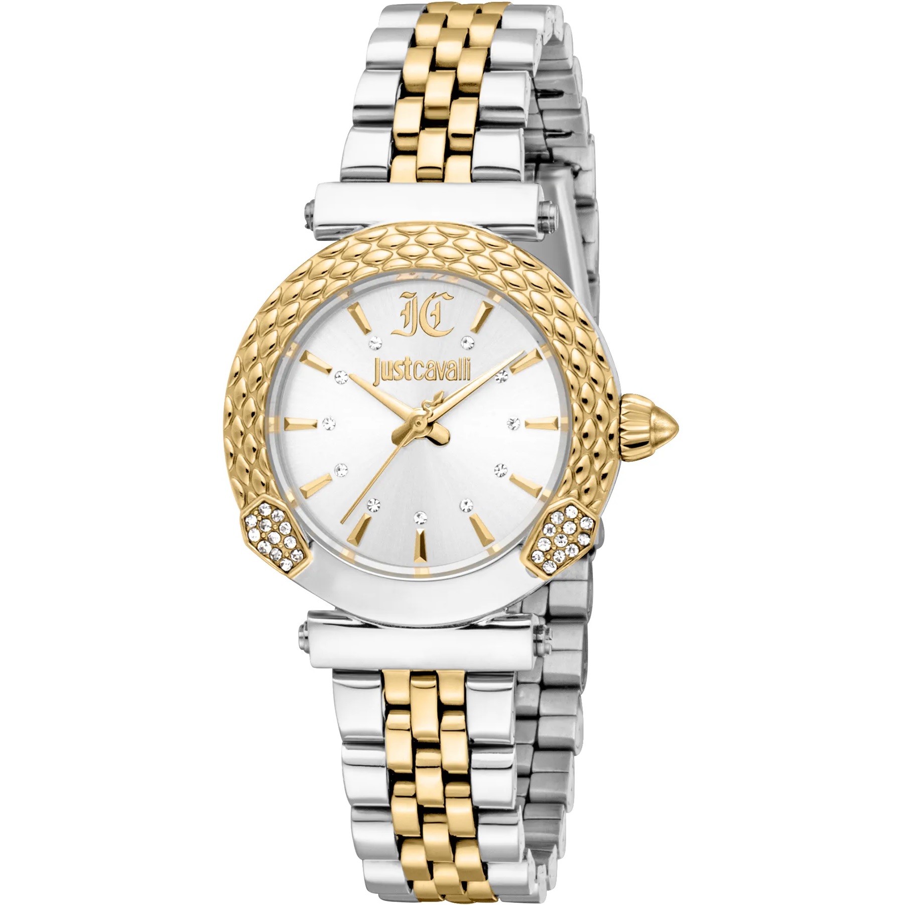 JUST CAVALLI Snake Silver Dial 30mm Two Tone Gold Stainless Steel Bracelet JC1L332M0375 - 