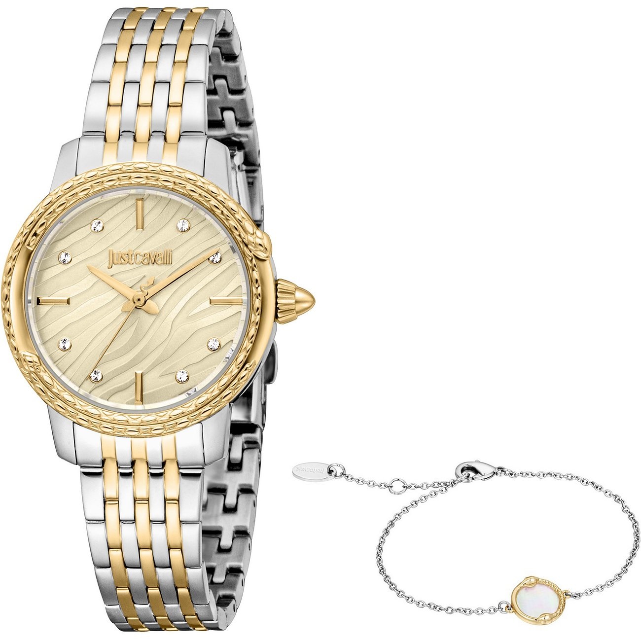 JUST CAVALLI Snake Gift Set Gold Dial 30mm Duotone Stainless Bracelet JC1L336M0085 - 