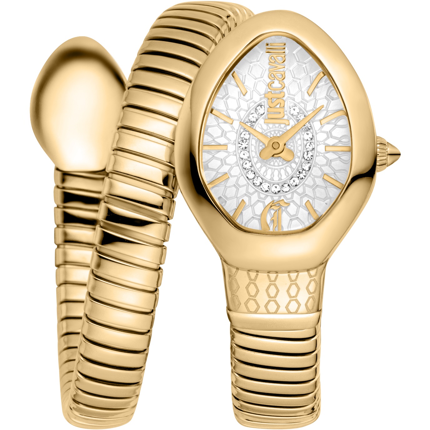 JUST CAVALLI Signature Snake Silver Dial 22x33.5mm Gold Stainless Steel Bracelet JC1L371M0025 - 