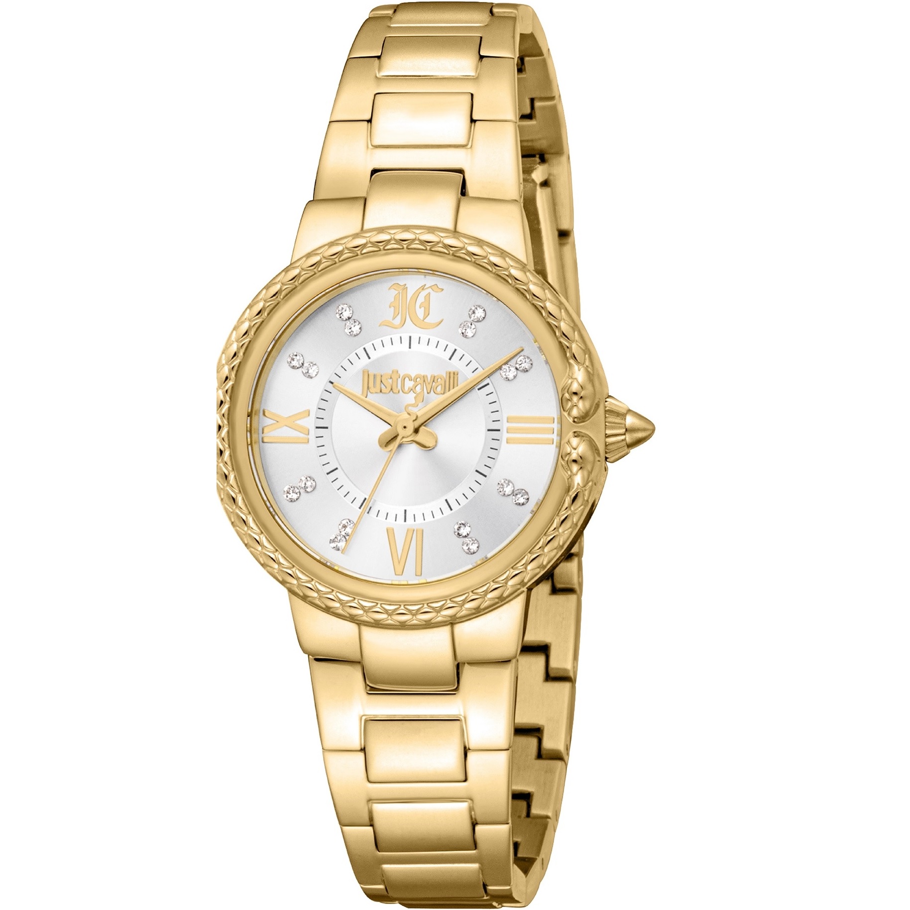 JUST CAVALLI Snake Gift Set Silver Dial 30mm Gold Stainless Bracelet JC1L378M0045 - 