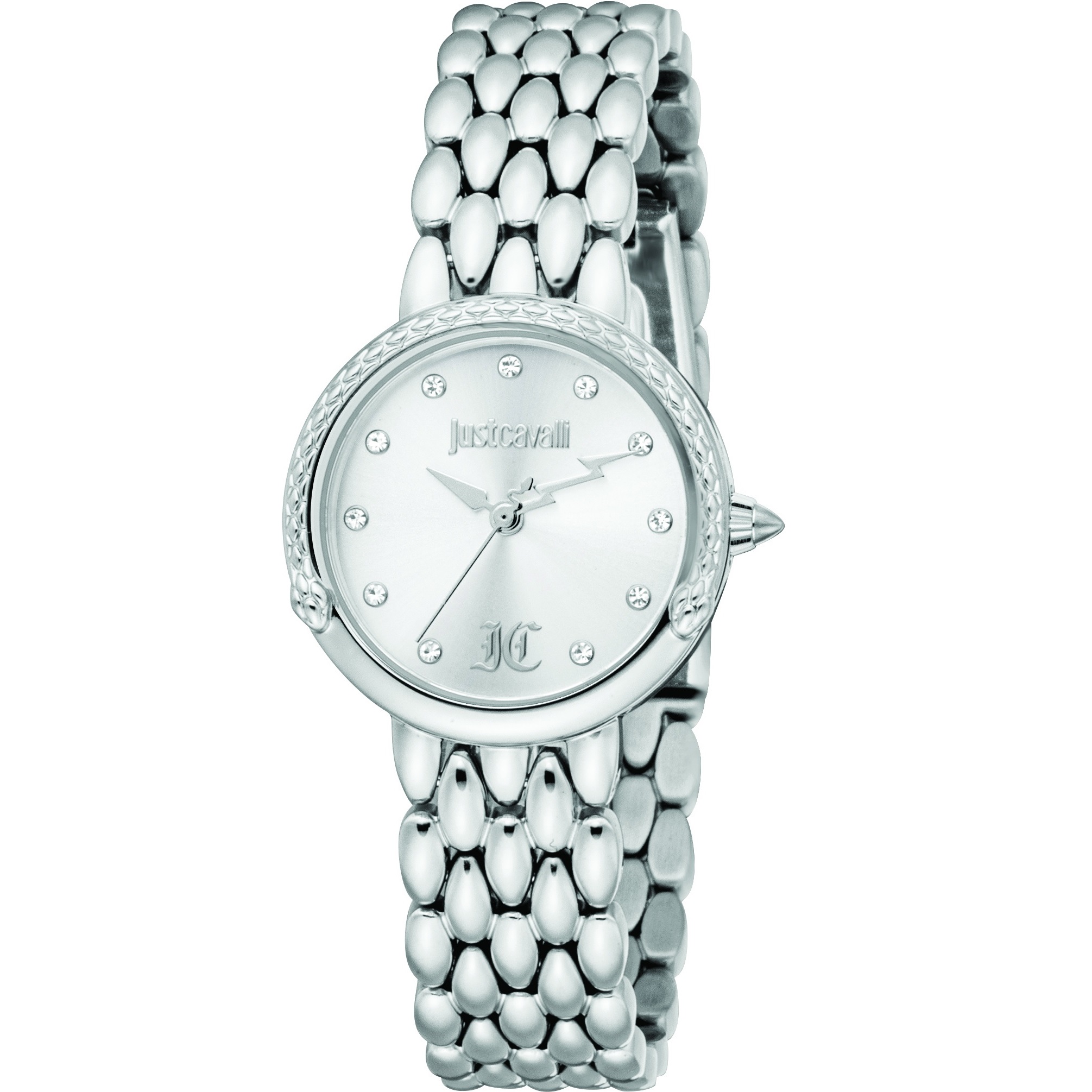 JUST CAVALLI Snake Silver Dial 28mm Silver Stainless Steel Bracelet JC1L379M0015 - 