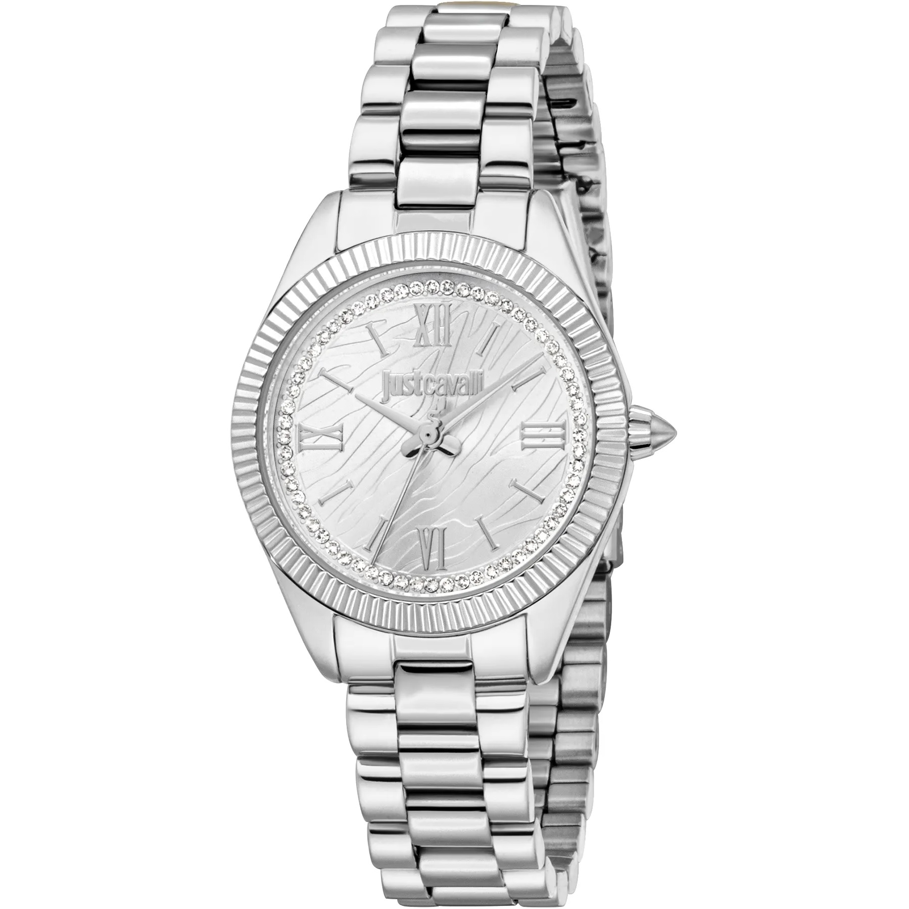 JUST CAVALLI Animalier Silver Dial 30mm Silver Stainless Steel Bracelet JC1L388M0045 - 