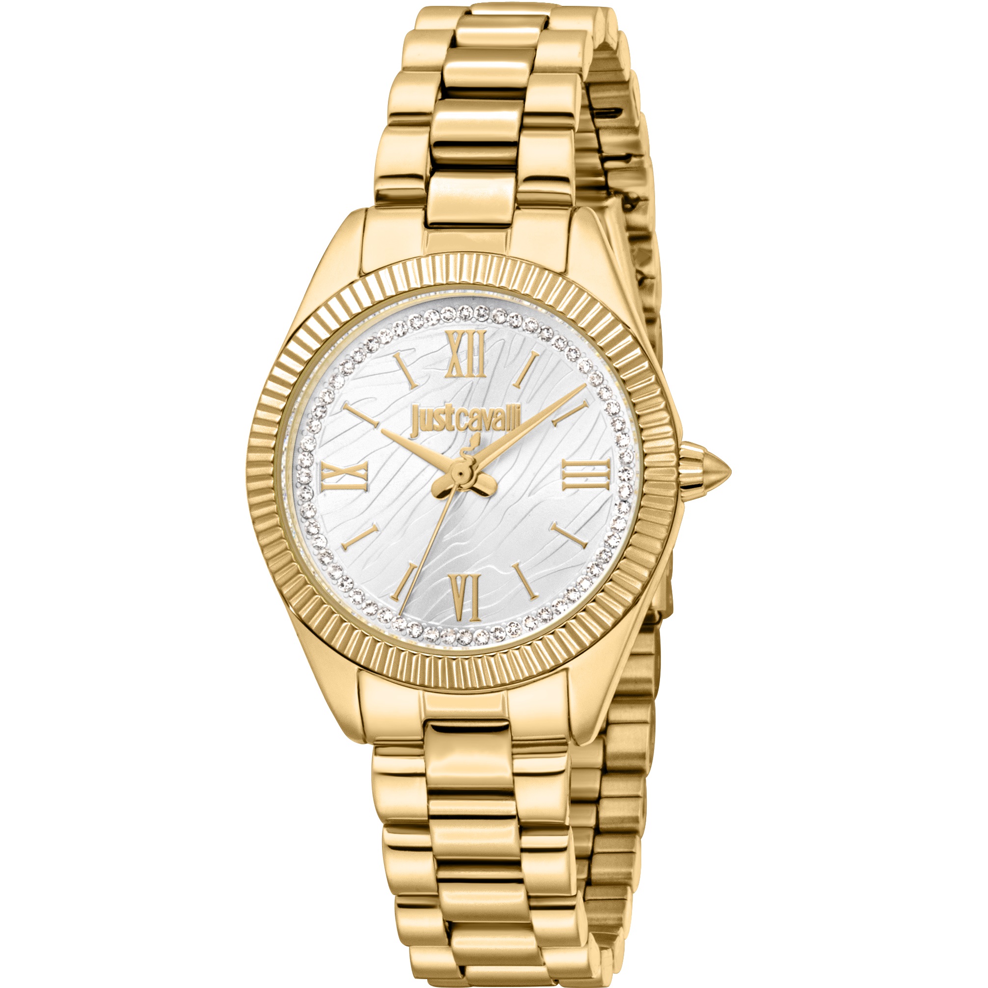 JUST CAVALLI Animalier Silver Dial 30mm Gold Stainless Steel Bracelet JC1L388M0065 - 