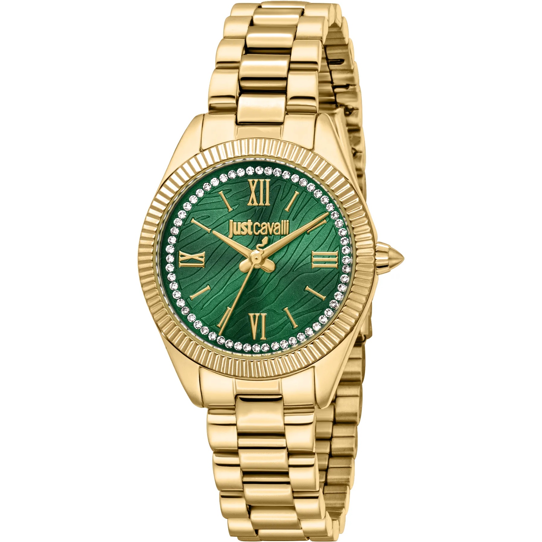 JUST CAVALLI Animalier Green Dial 30mm Gold Stainless Steel Bracelet JC1L388M0075 - 