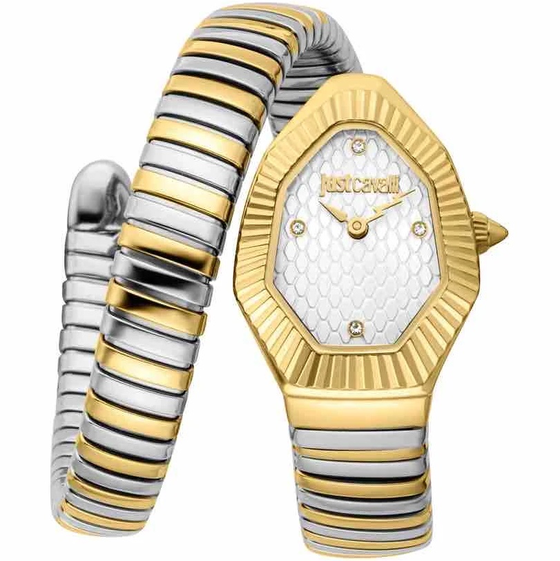 JUST CAVALLI Ondina Silver Dial 21.5x32.5mm Two-Tone Gold Stainless Steel Bracelet JC1L430M0055 - 