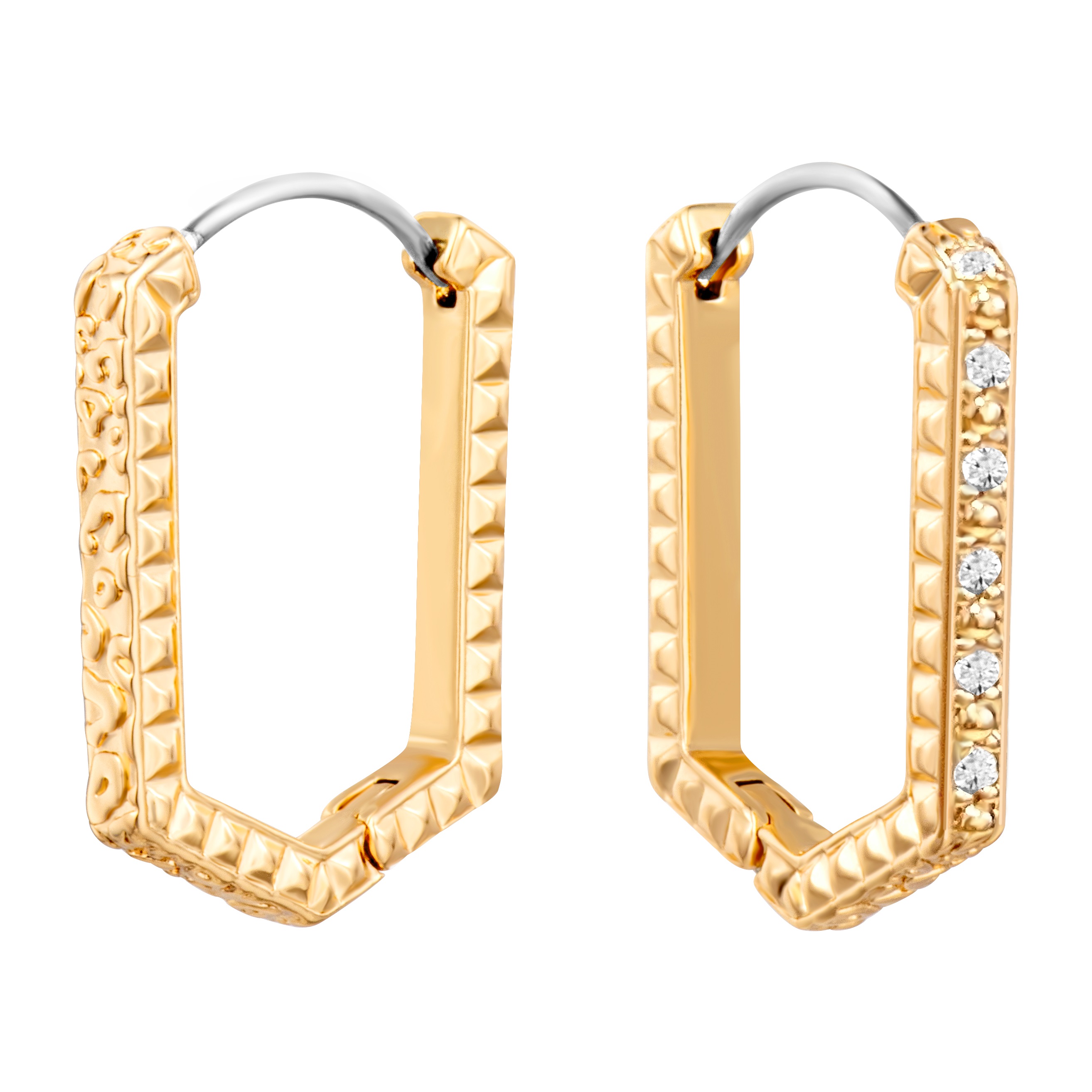 JUST CAVALLI Hoop Earrings from Gold Stainless Steel with Zircon Stones JCER02313200 - 