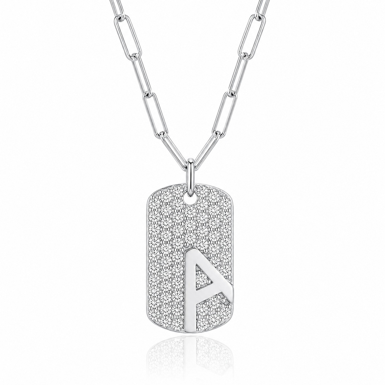 JOOLS NECKLACE with Monogram A in 925° Silver with Synthetic Stones JD30567-3RH