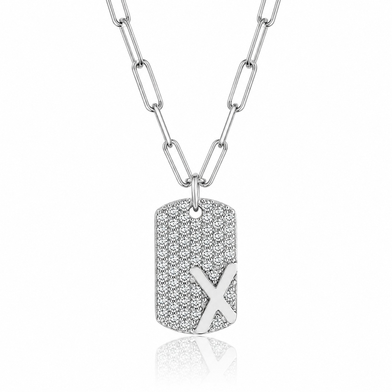 JOOLS NECKLACE with Monogram X in 925° Silver with Synthetic Stones JD30938RH