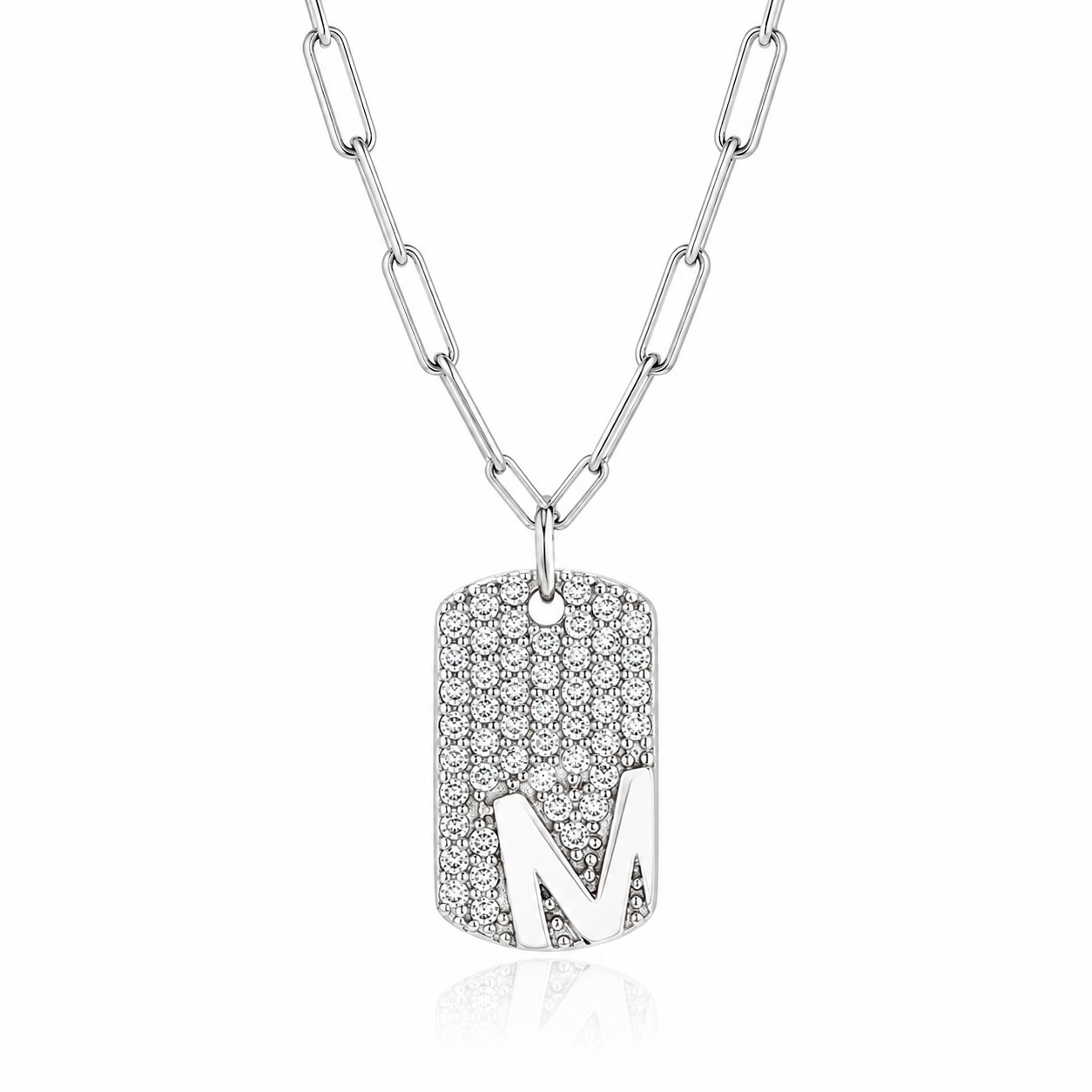 JOOLS NECKLACE with Monogram M in 925° Silver with Synthetic Stones JD30939RH