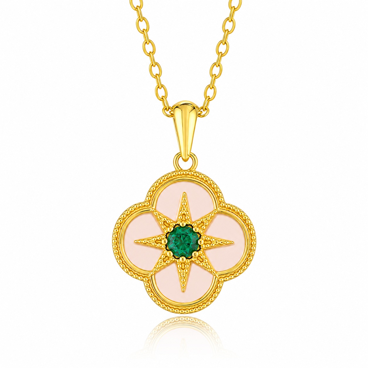 JOOLS NECKLACE from Gold-Plated 925° Silver with Synthetic Stones and Pearl JD32881-2YG