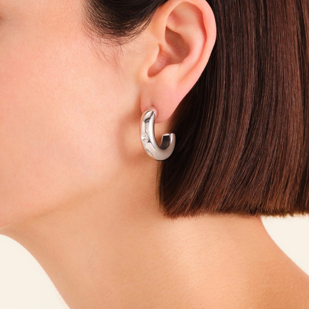ΣΚΟΥΛΑΡΙΚΙΑ ROSEFIELD Solitaire Hoops από Ανοξείδωτο Ατσάλι με Πέτρα Ζιργκόν JEBCS-J1201 - 