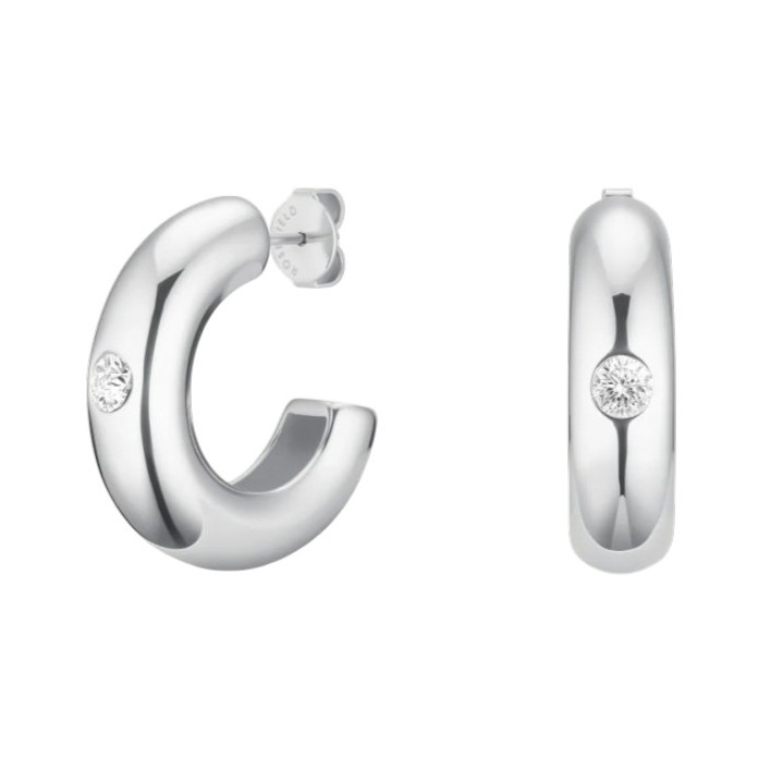 ΣΚΟΥΛΑΡΙΚΙΑ ROSEFIELD Solitaire Hoops από Ανοξείδωτο Ατσάλι με Πέτρα Ζιργκόν JEBCS-J1201 - 