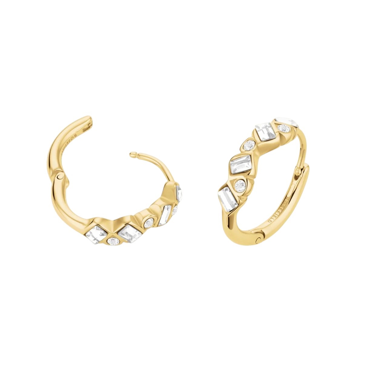 ΣΚΟΥΛΑΡΙΚΙΑ Κρίκοι ROSEFIELD Baguette Hoops από Επιχρυσωμένο Ανοξείδωτο Ατσάλι με Πέτρες Ζιργκόν JECBG-J1171 - 
