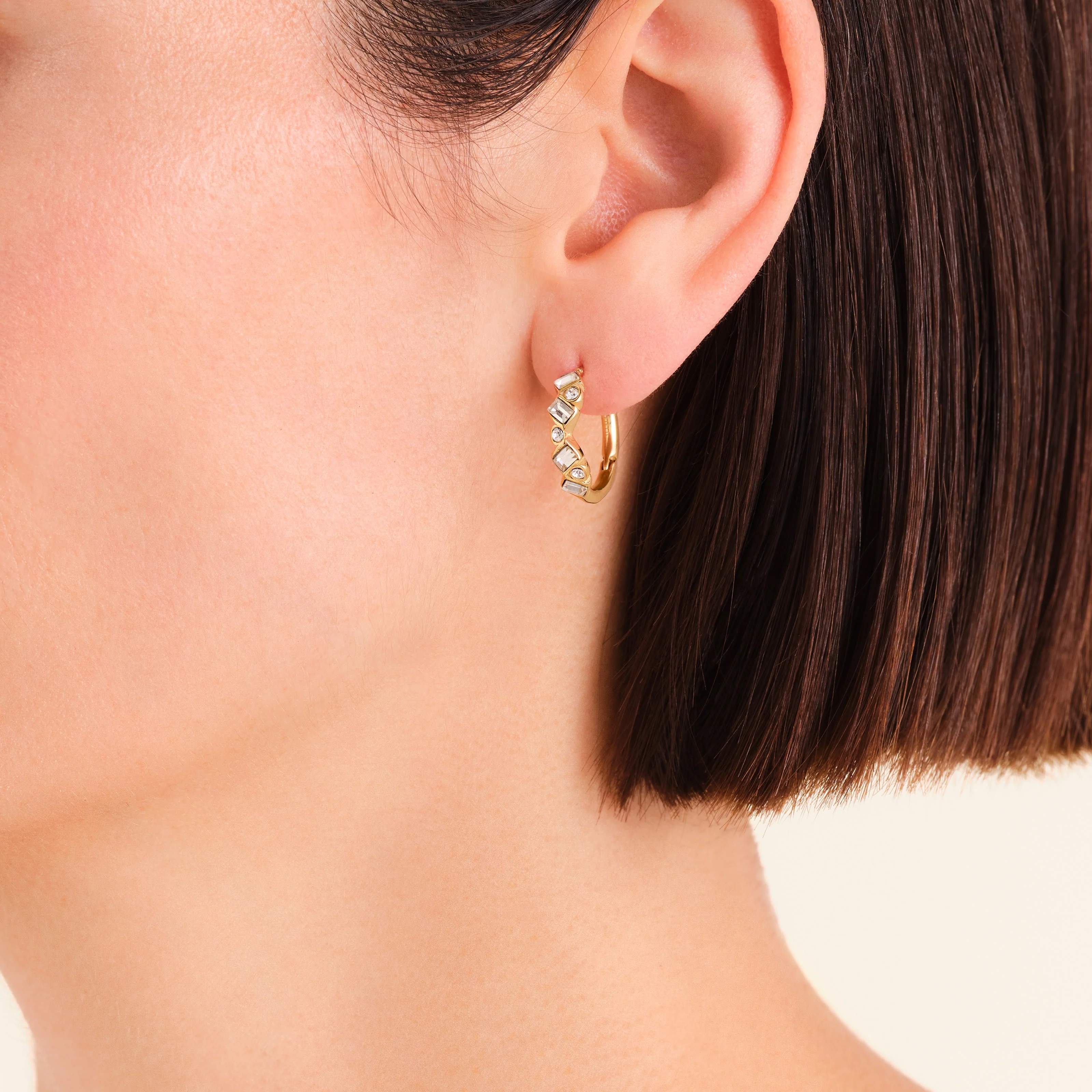 ΣΚΟΥΛΑΡΙΚΙΑ Κρίκοι ROSEFIELD Baguette Hoops από Επιχρυσωμένο Ανοξείδωτο Ατσάλι με Πέτρες Ζιργκόν JECBG-J1171 - 3