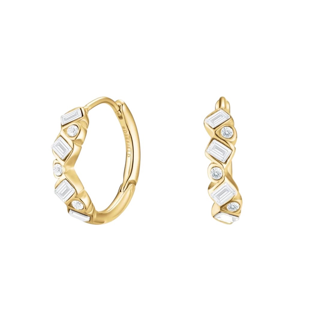 ΣΚΟΥΛΑΡΙΚΙΑ Κρίκοι ROSEFIELD Baguette Hoops από Επιχρυσωμένο Ανοξείδωτο Ατσάλι με Πέτρες Ζιργκόν JECBG-J1171 - 