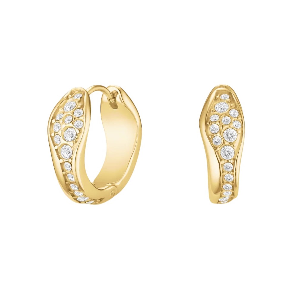 ΣΚΟΥΛΑΡΙΚΙΑ ROSEFIELD Pave Fluid Hoops από Επιχρυσωμένο Ανοξείδωτο Ατσάλι με Πέτρες Ζιργκόν JEPFG-J1226 - 