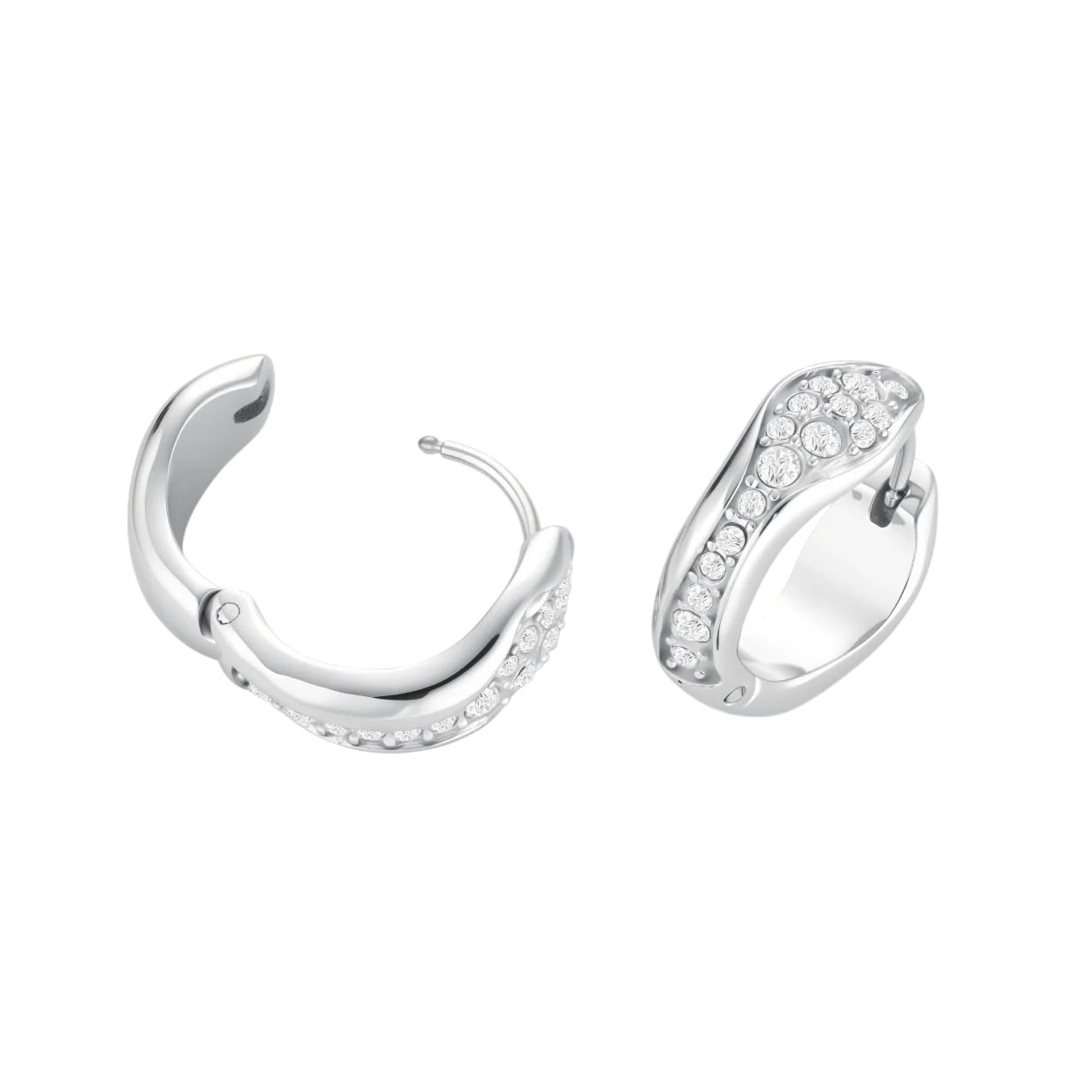 ΣΚΟΥΛΑΡΙΚΙΑ ROSEFIELD Pave Fluid Hoops από Ανοξείδωτο Ατσάλι με Πέτρες Ζιργκόν JEPFS-J1227 - 3