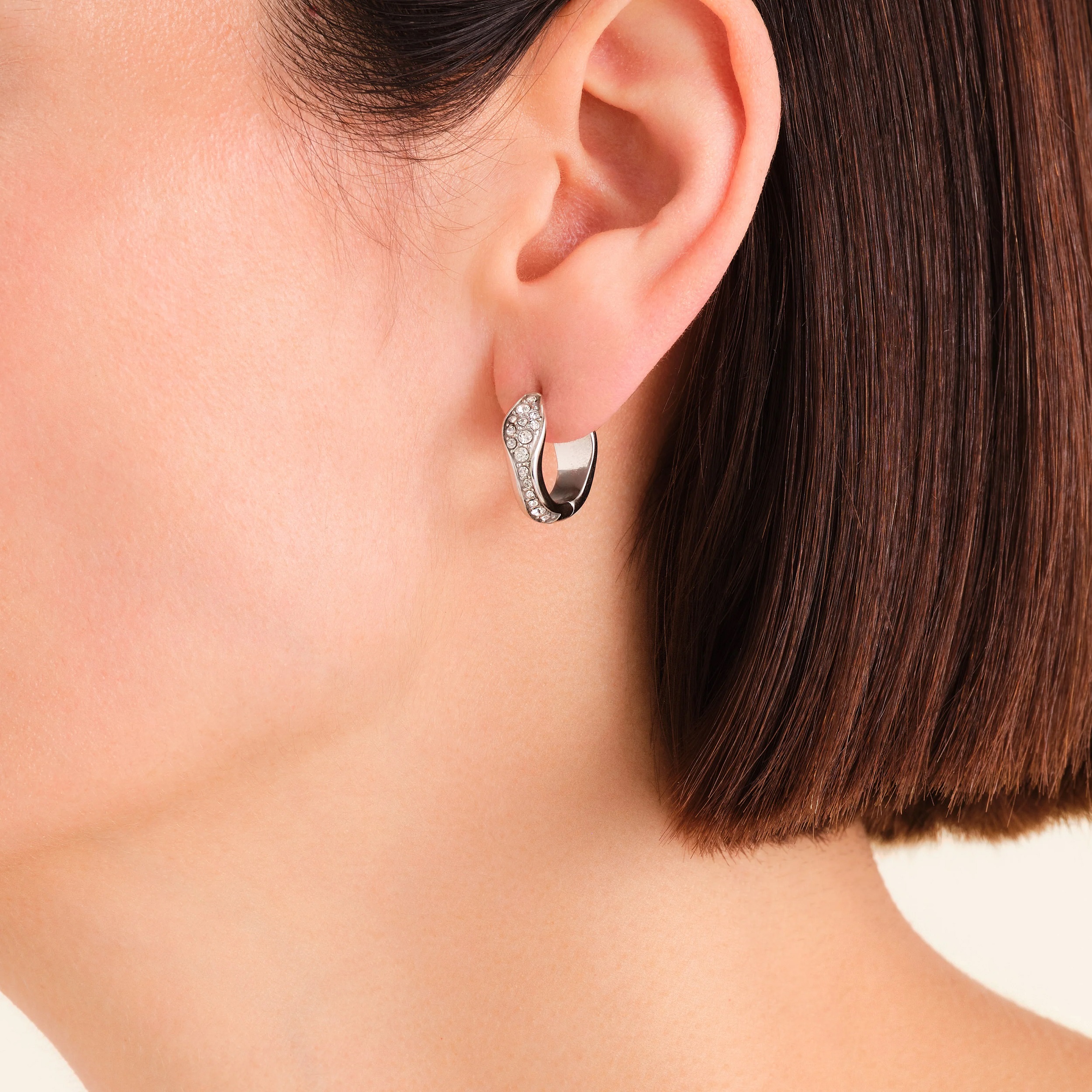 ΣΚΟΥΛΑΡΙΚΙΑ ROSEFIELD Pave Fluid Hoops από Ανοξείδωτο Ατσάλι με Πέτρες Ζιργκόν JEPFS-J1227 - 