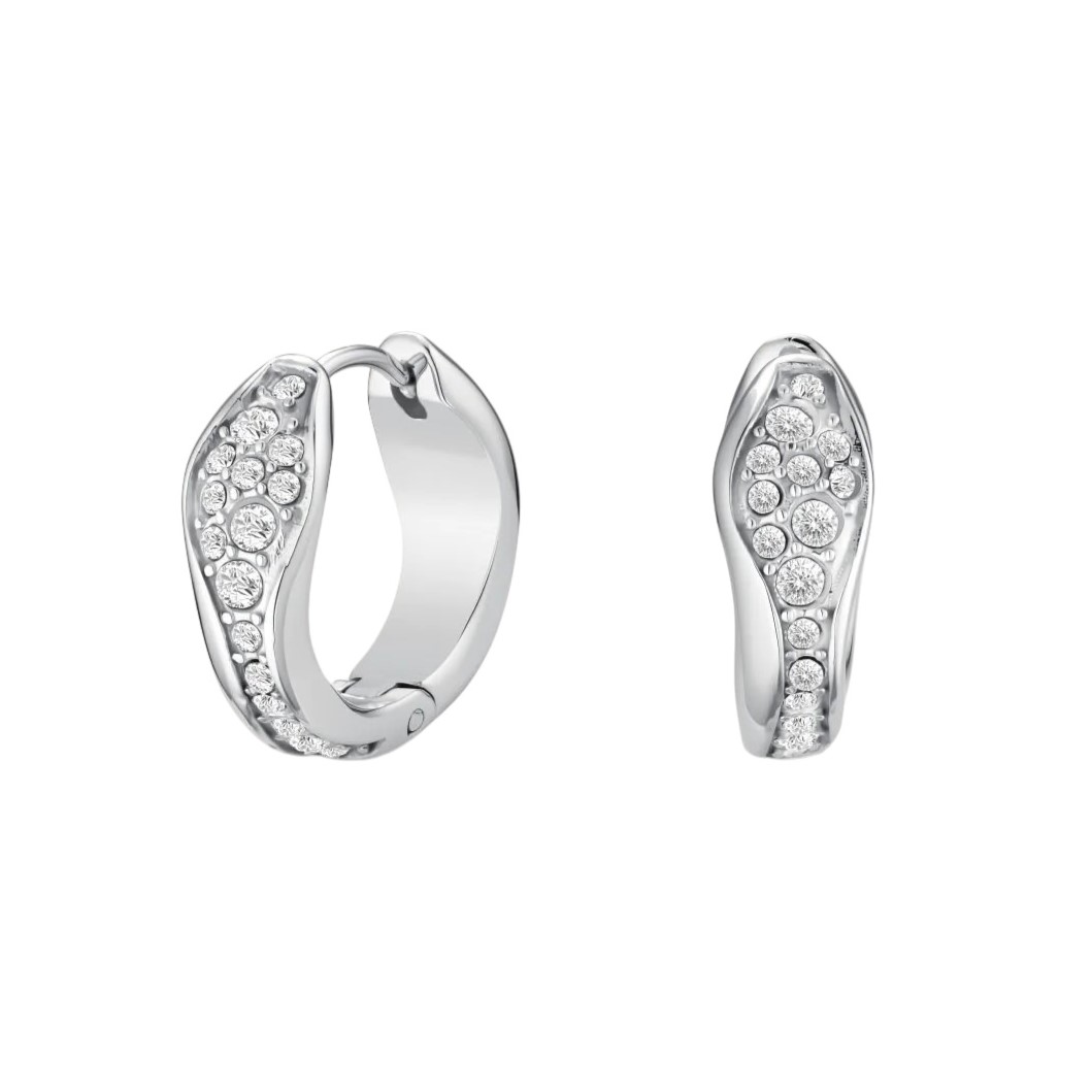 ΣΚΟΥΛΑΡΙΚΙΑ ROSEFIELD Pave Fluid Hoops από Ανοξείδωτο Ατσάλι με Πέτρες Ζιργκόν JEPFS-J1227 - 