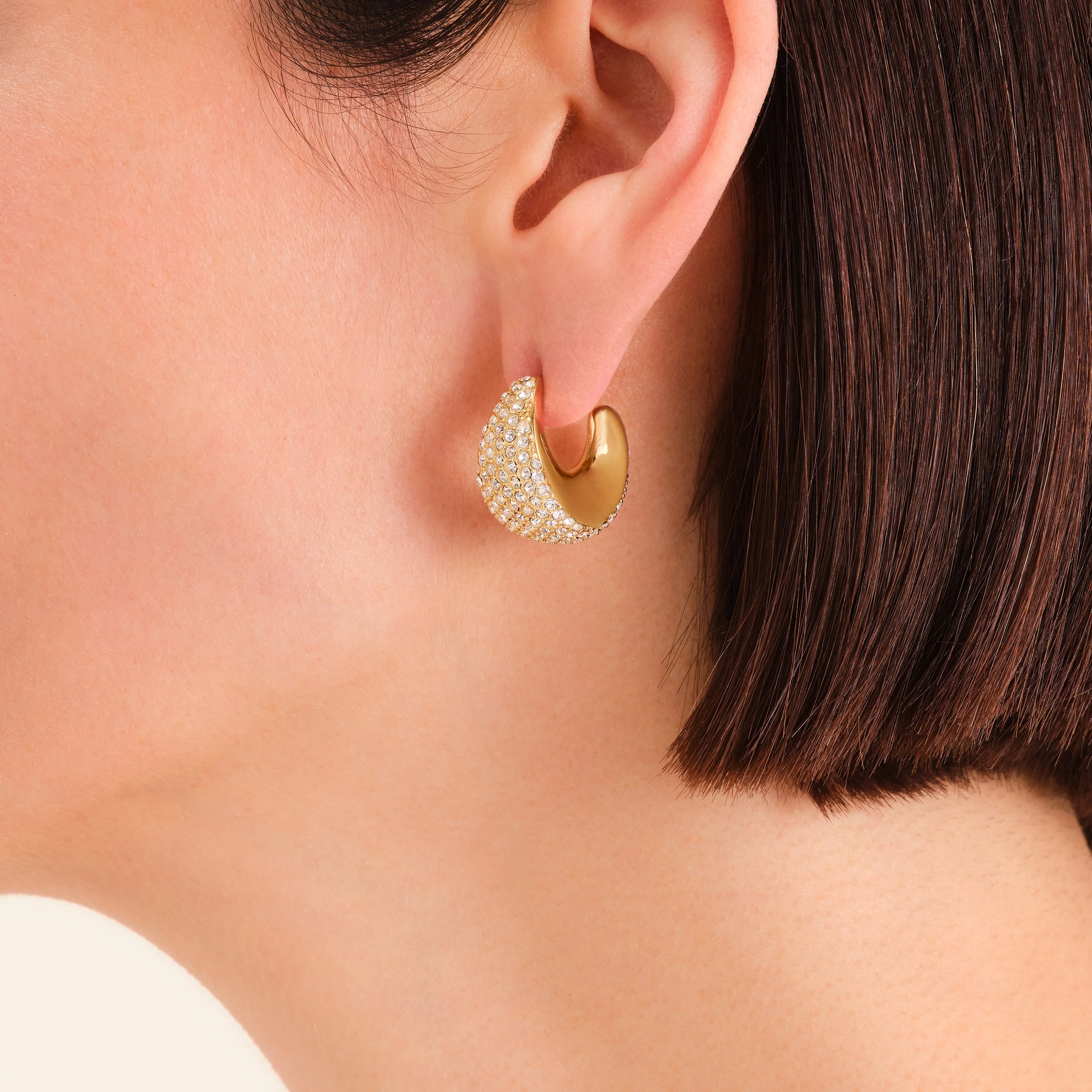 ΣΚΟΥΛΑΡΙΚΙΑ ROSEFIELD Pave Moon Hoops από Επιχρυσωμένο Ανοξείδωτο Ατσάλι με Πέτρες Ζιργκόν JEPMG-J1224 - 