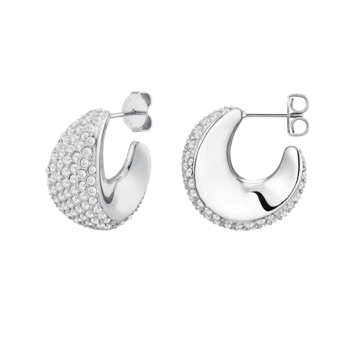 ΣΚΟΥΛΑΡΙΚΙΑ ROSEFIELD Pave Moon Hoops από Ανοξείδωτο Ατσάλι με Πέτρες Ζιργκόν JEPMS-J1225 - 