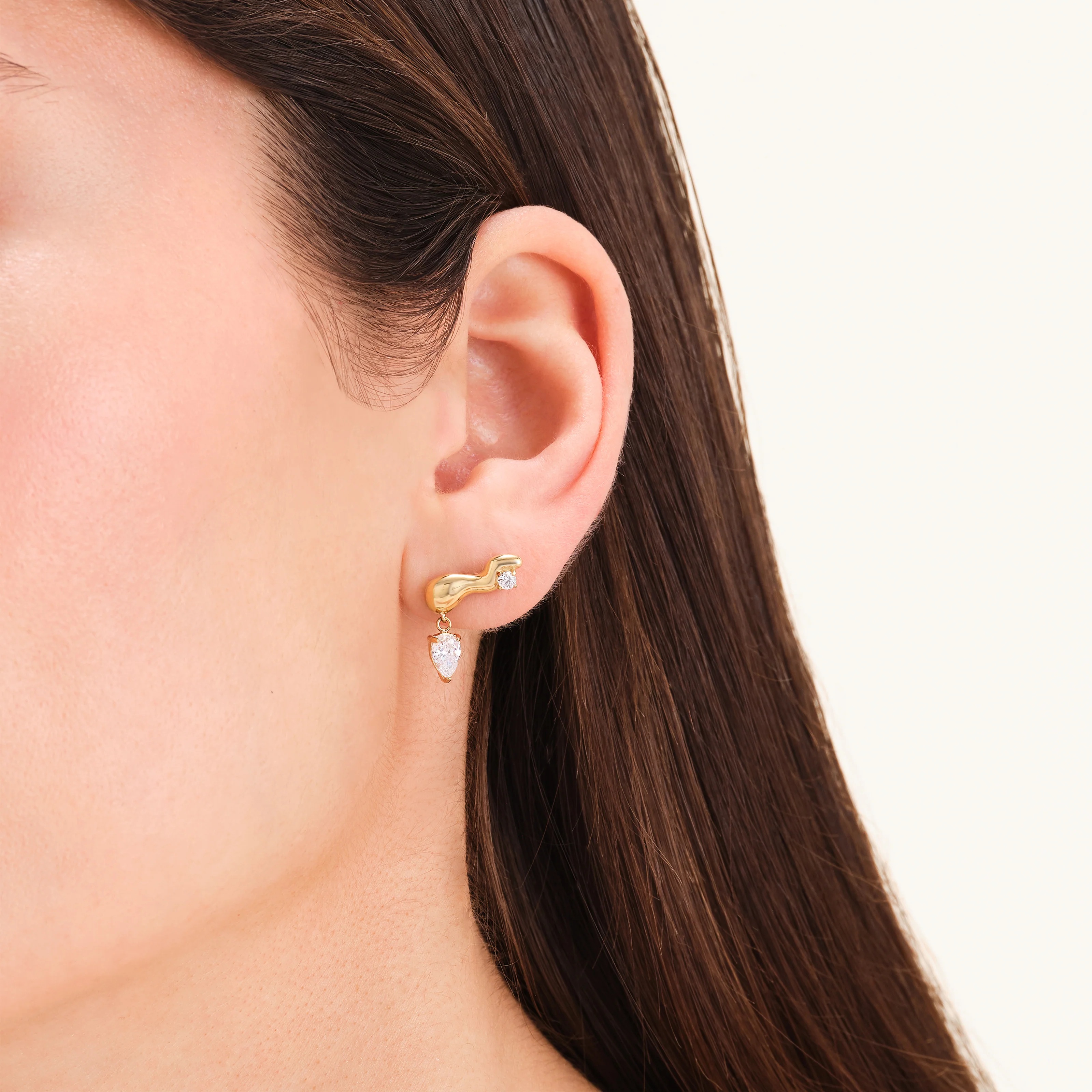 ROSEFIELD Earrings Crystal Wave Studs from Gold-Plated Stainless Steel with Zircon Stones JEWSG-J1300 - 