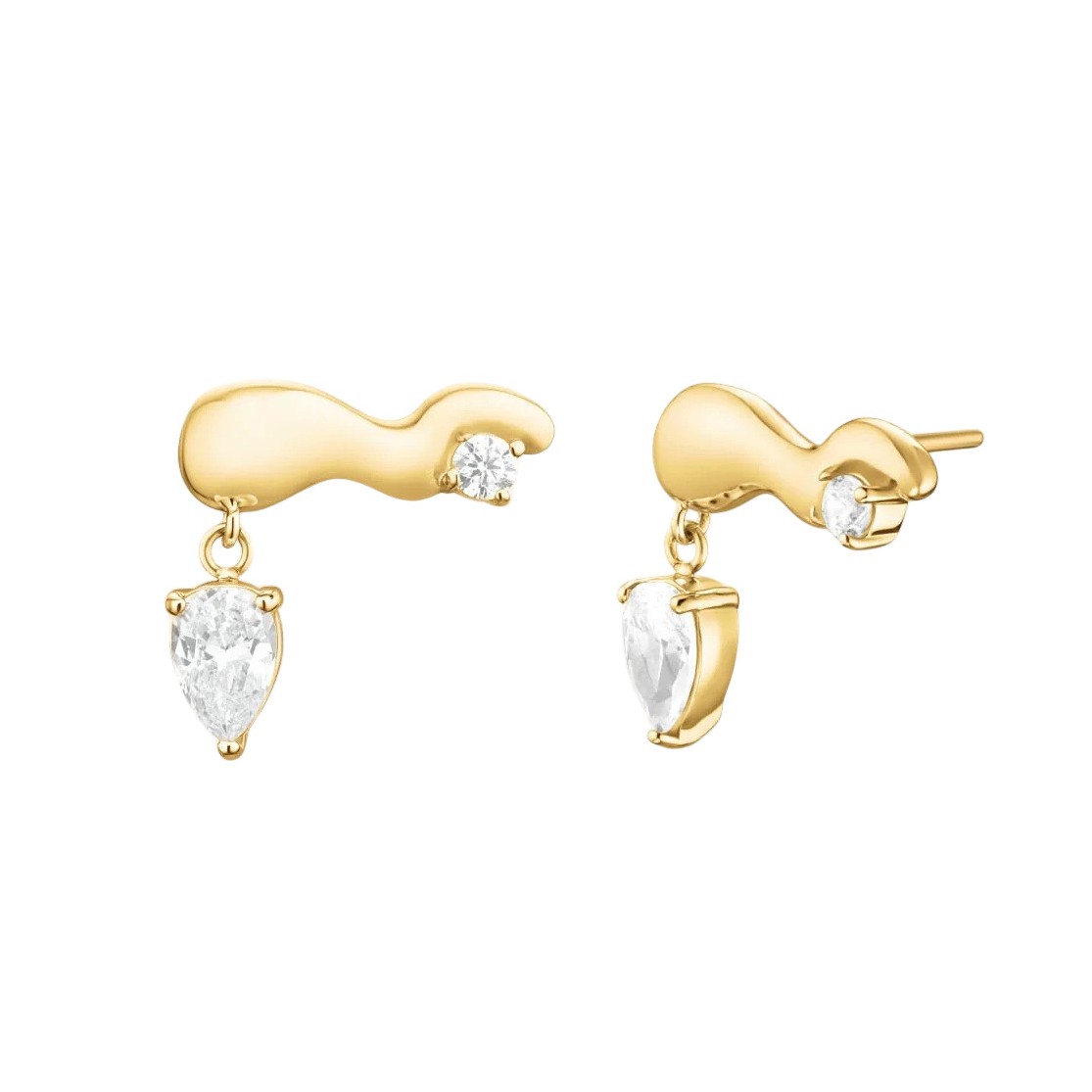 ROSEFIELD Earrings Crystal Wave Studs from Gold-Plated Stainless Steel with Zircon Stones JEWSG-J1300 - 