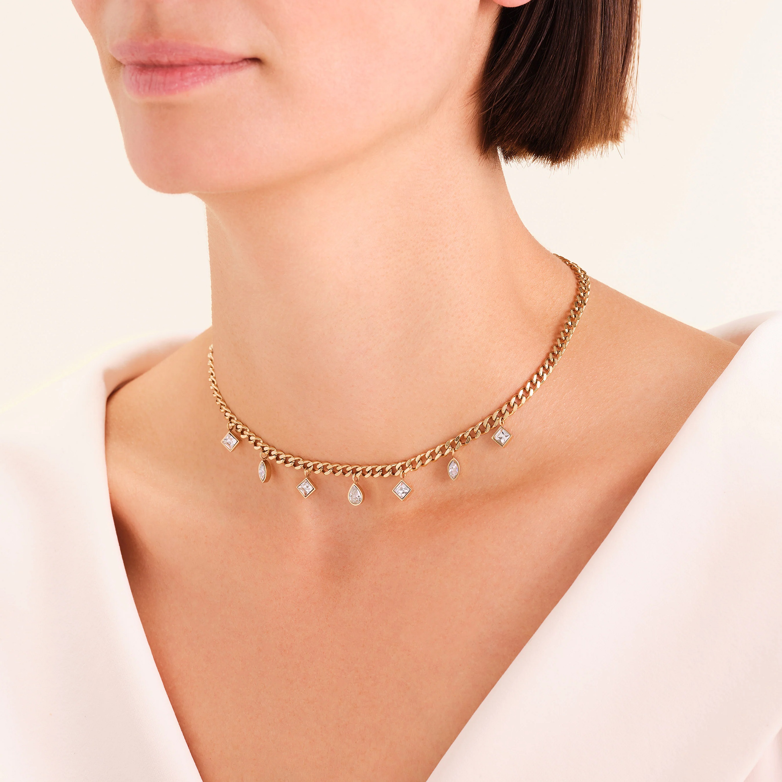 ΚΟΛΙΕ ROSEFIELD Crystals Choker από Επιχρυσωμένο Ανοξείδωτο Ατσάλι JNMCG-J1178 - 4