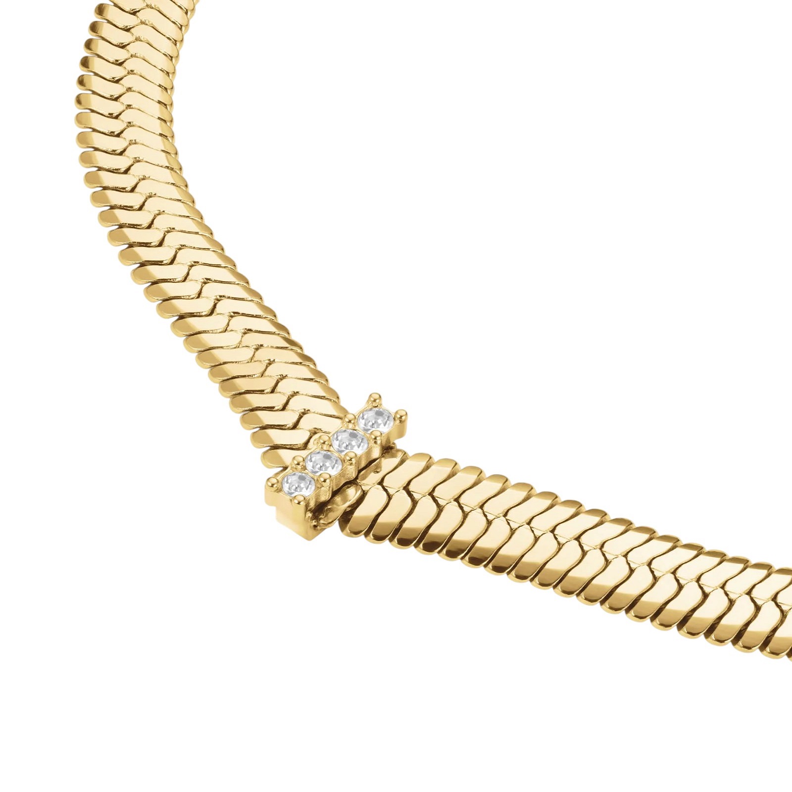 ΚΟΛΙΕ Crystal Snake ROSEFIELD από Επιχρυσωμένο Ανοξείδωτο Ατσάλι JNSCG-J1187 - 3