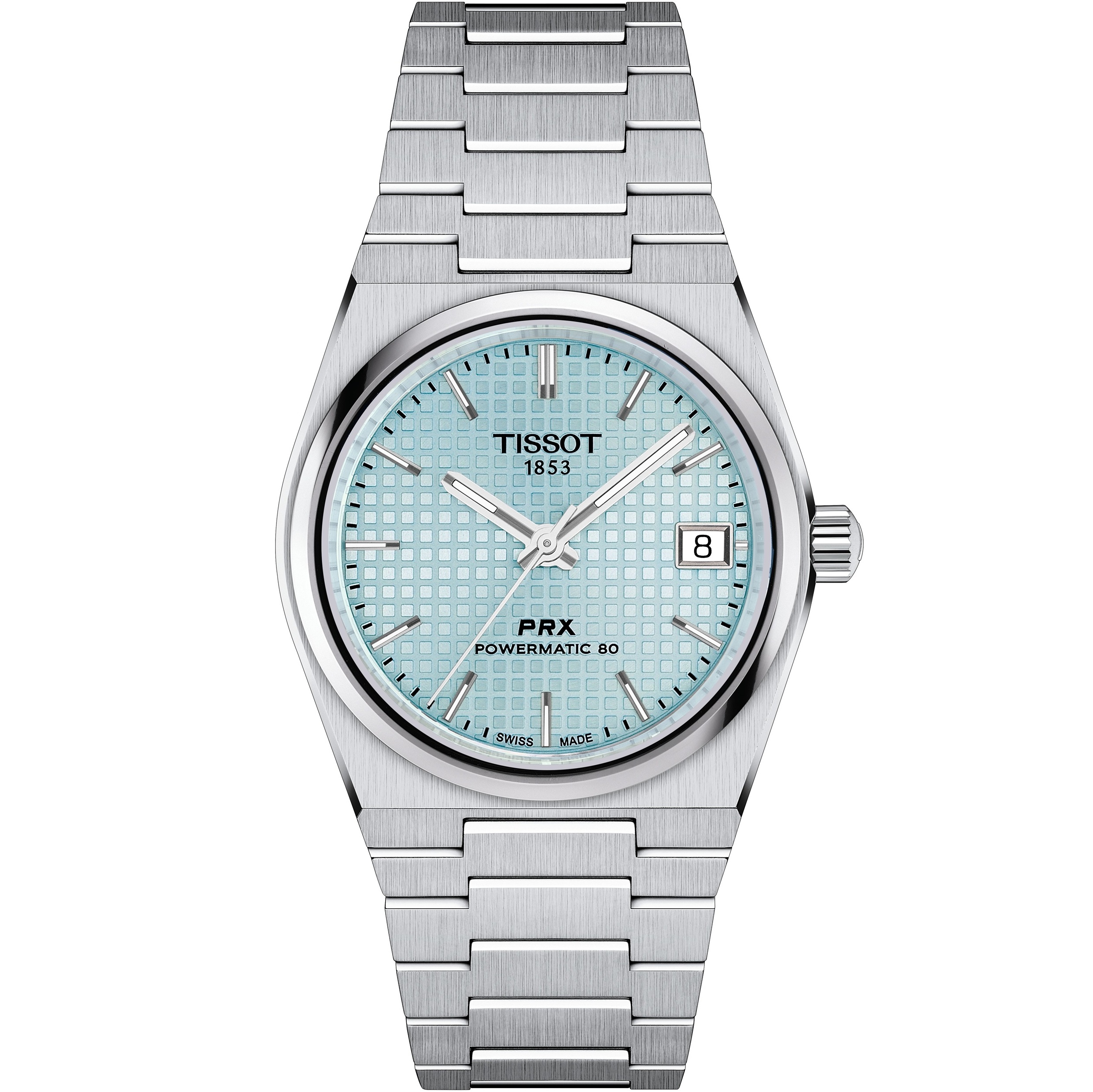 TISSOT PRX 35 Powermatic 80 Ice Blue Dial 35mm Silver Stainless Steel Bracelet T137.207.11.351.00 - 