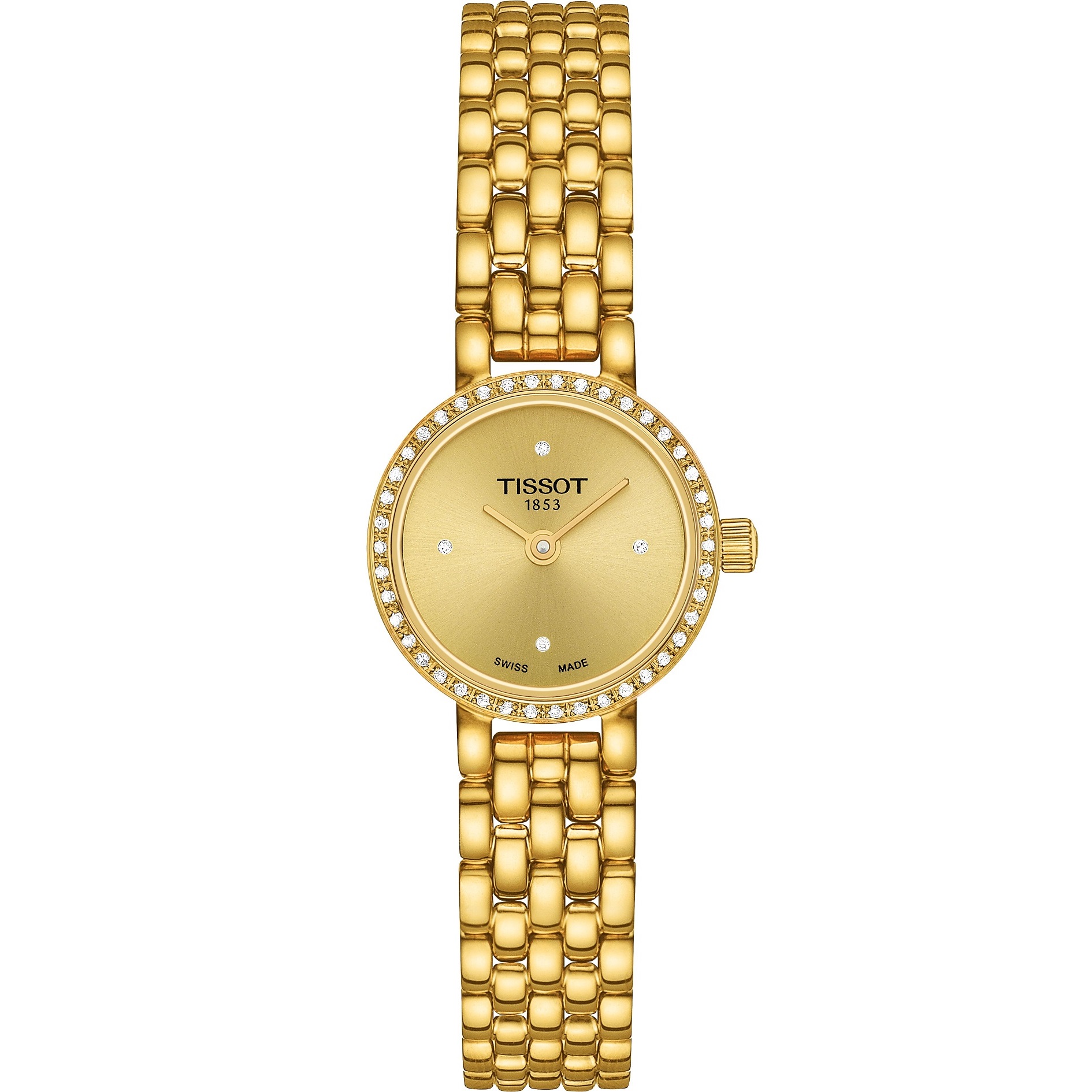TISSOT Lovely Round with Brilliants Gold Dial 19.5mm Gold Stainless Steel Bracelet T140.009.63.026.00 - 