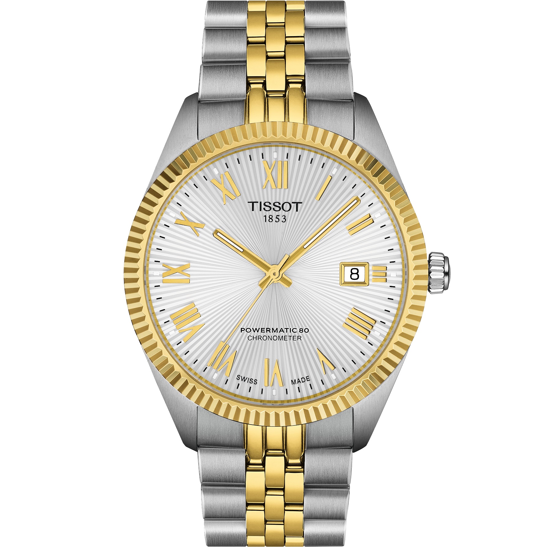 TISSOT Ballade Powermatic 80 COSC Silver Dial 39mm Two Tone Gold Stainless Steel Bracelet T156.408.22.033.00 - 