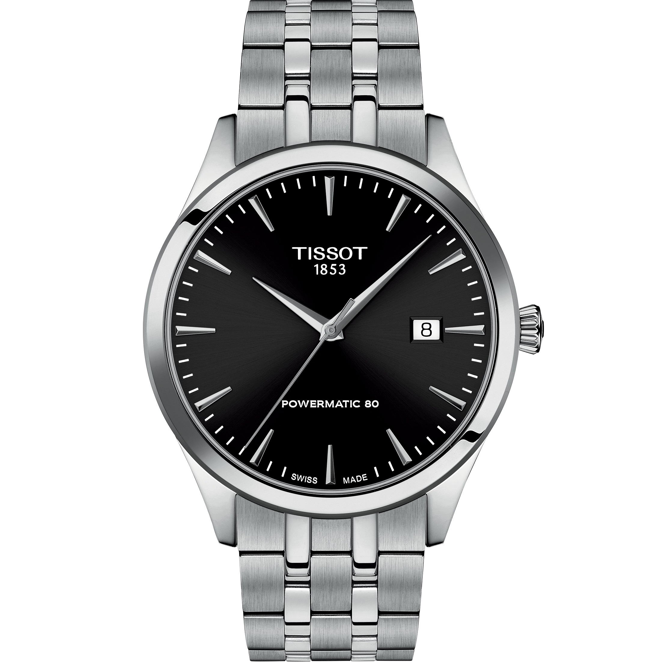 TISSOT Classic Dream Powermatic 80 Black Dial 40mm Silver Stainless Steel Bracelet T158.407.11.051.00 - 